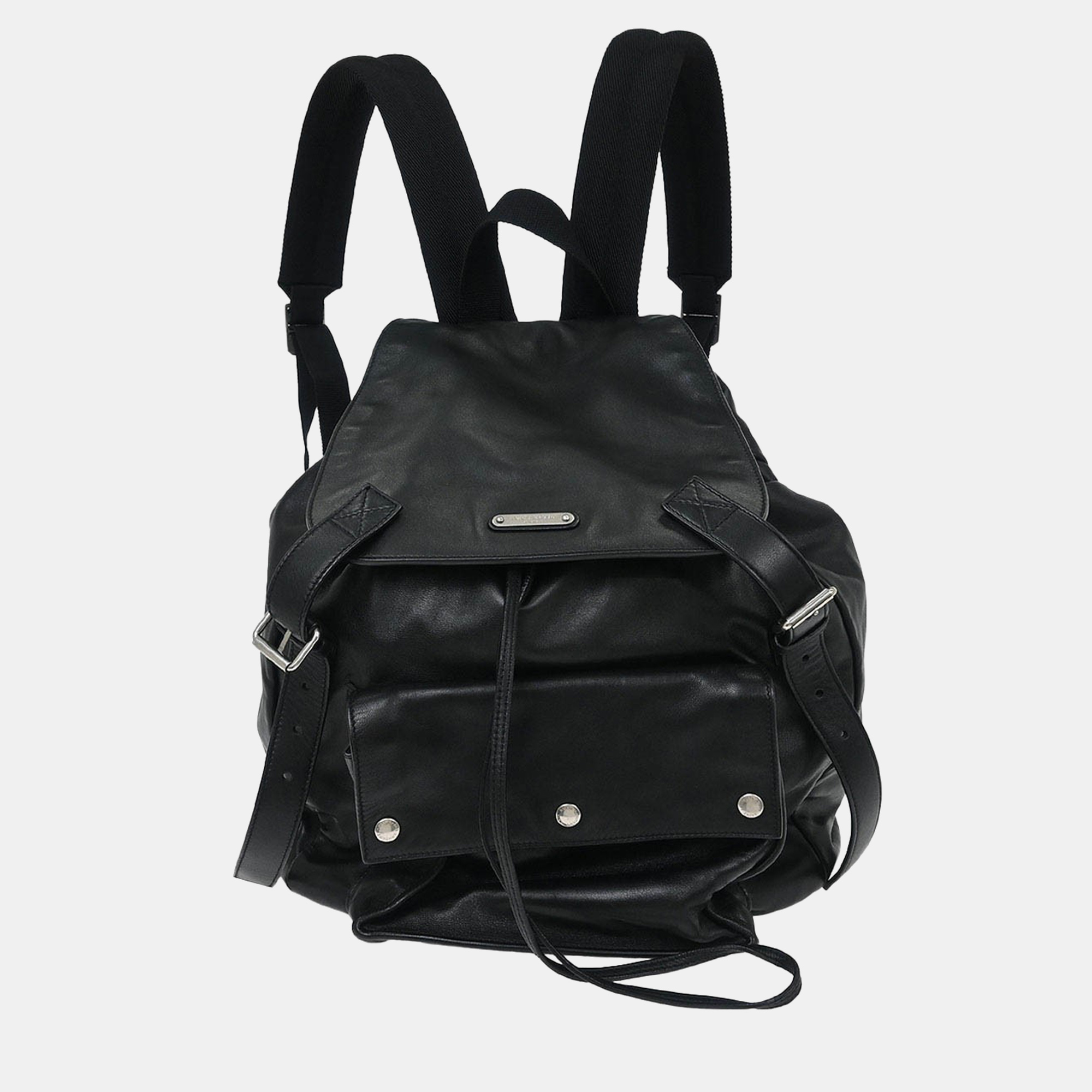 Pre-owned Saint Laurent Black Canvas Leather Backpack