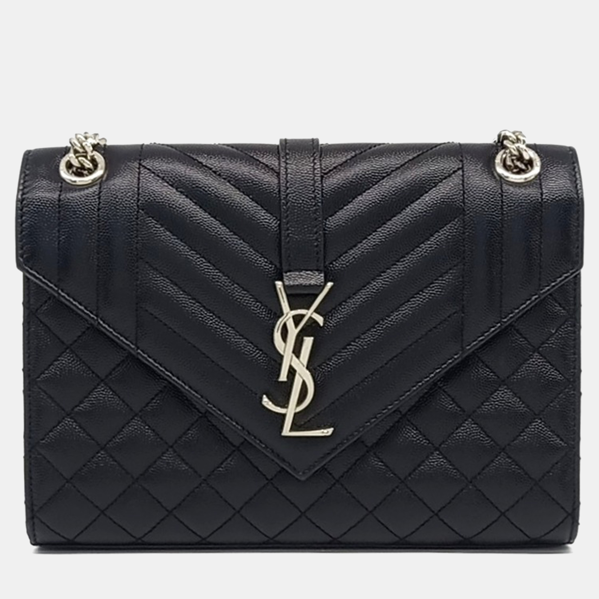 

Saint Laurent Paris Black Leather Envelope Chain Bag