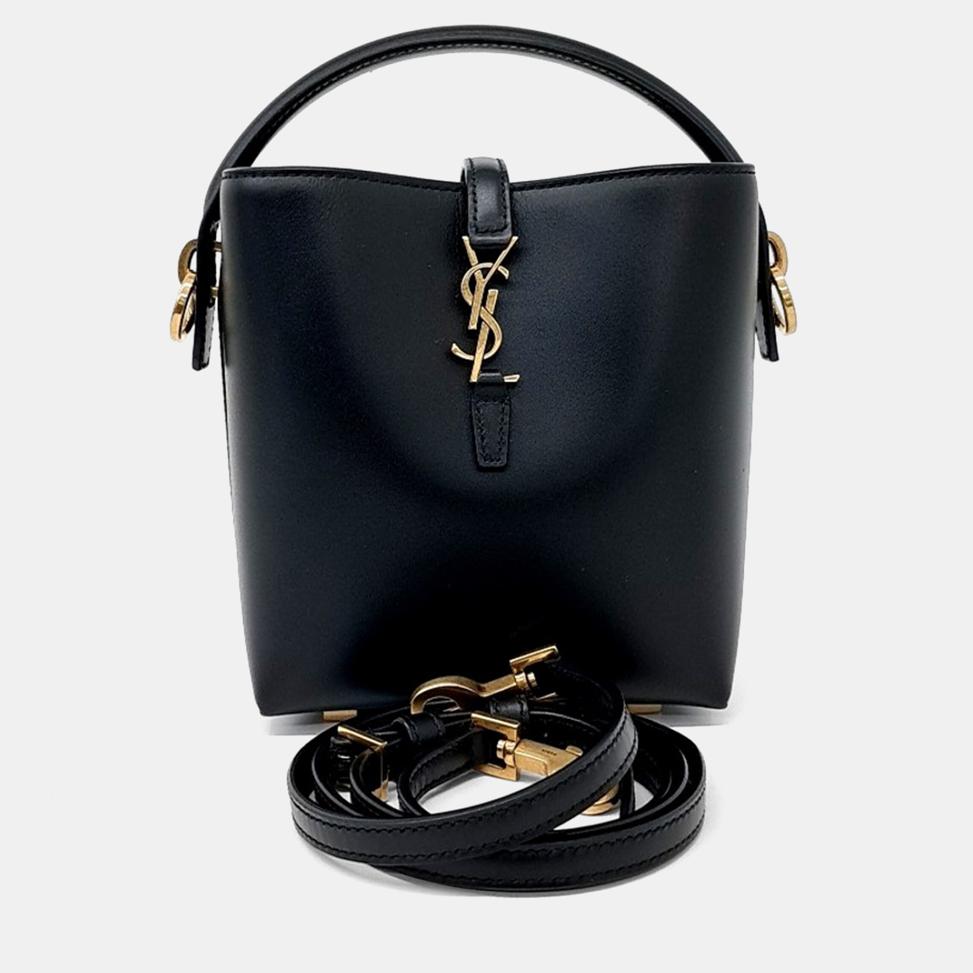 

Saint Laurent Paris Black Leather LE37 Mini Bucket Bag