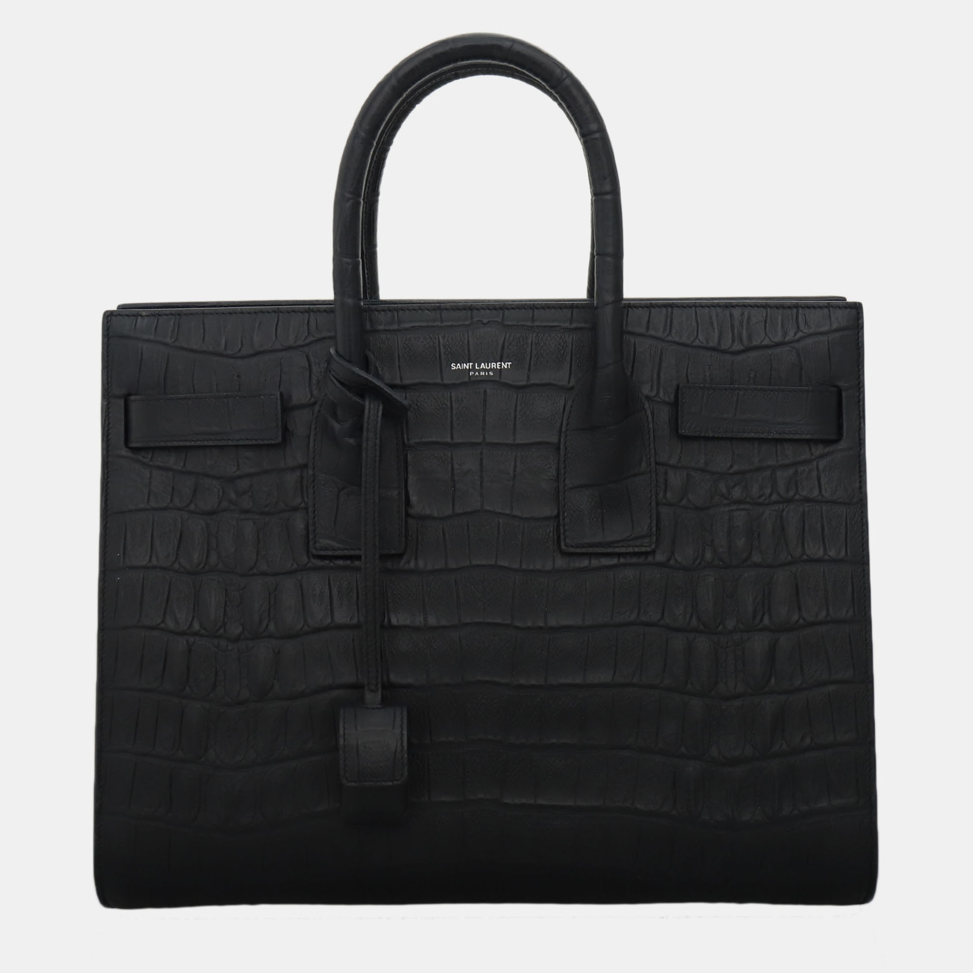

Saint Laurent Paris Croco Sac De Jour Bag, Black
