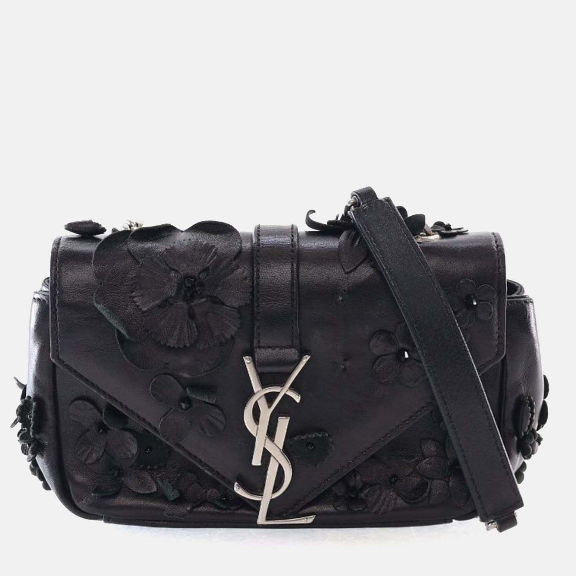 

Saint Laurent Baby Lambskin/Beads Monogram Matelasse Classic Bag, Black