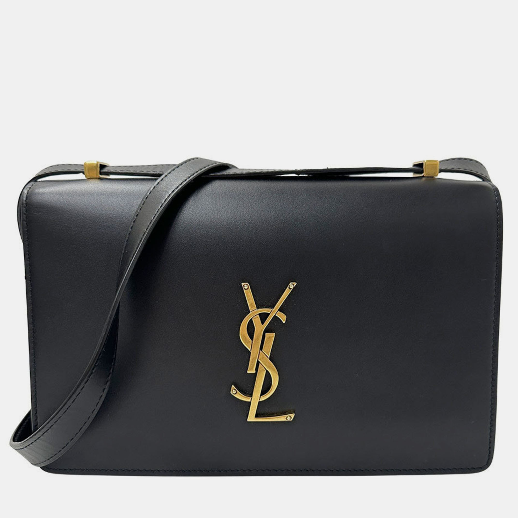 

Saint Laurent Cassandra Logo Satchel Shoulder Bag In Black Leather With An Accordion Flap.