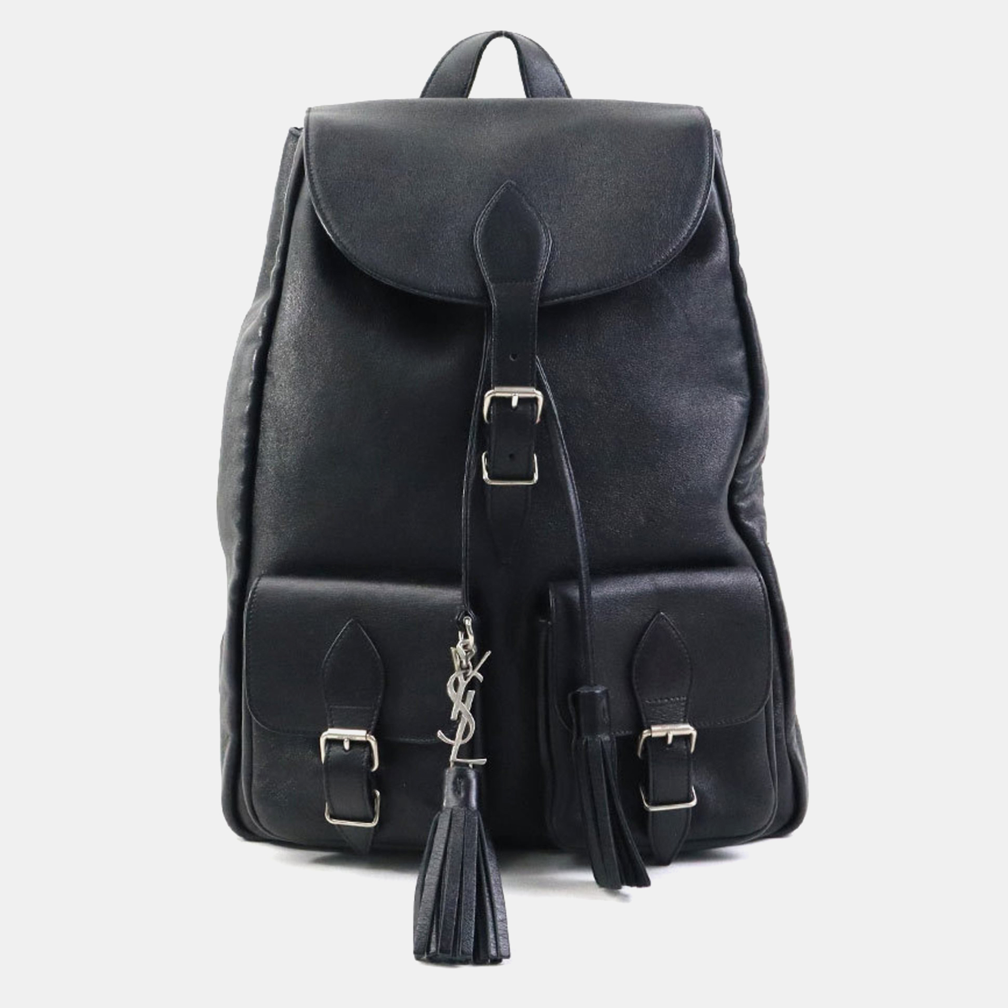 Pre-owned Saint Laurent Backpack Leather Black