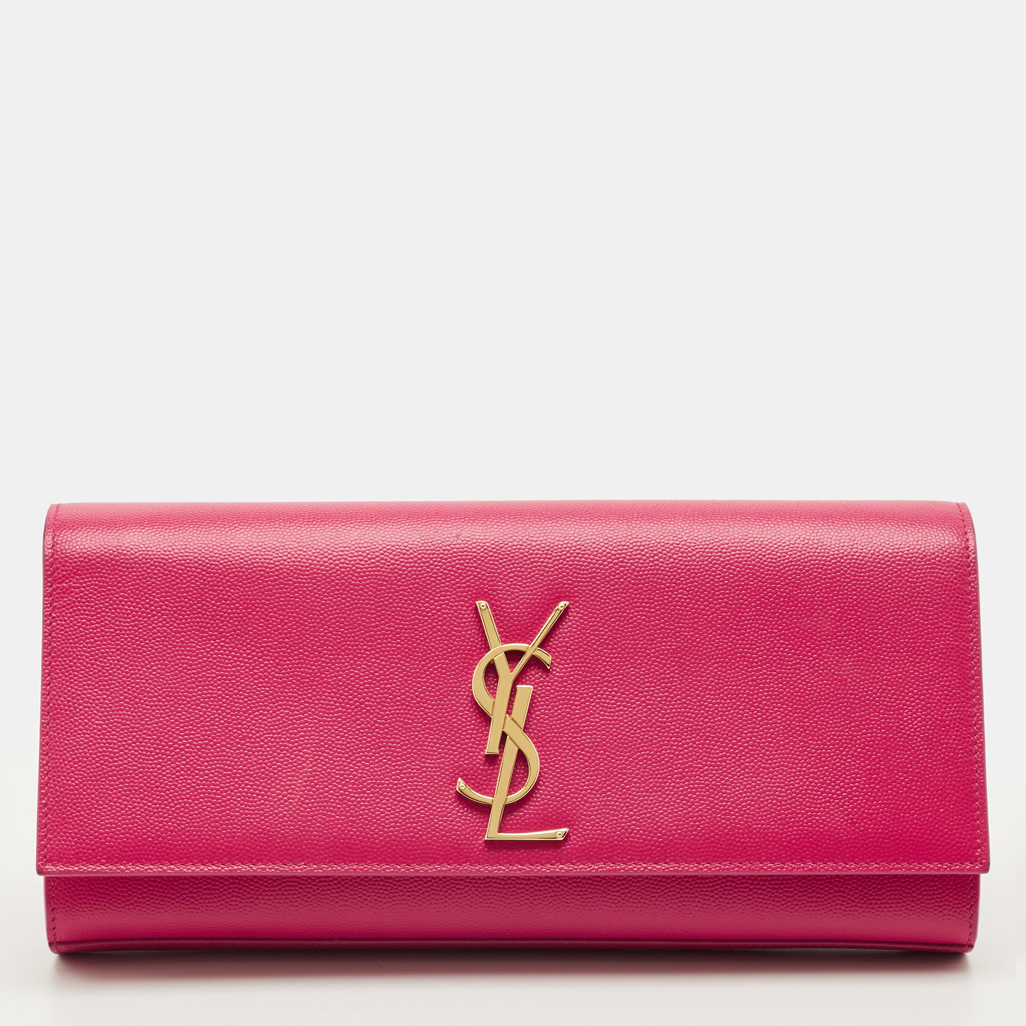 

Saint Laurent Cassandre Fuchsia Leather Clutch, Pink