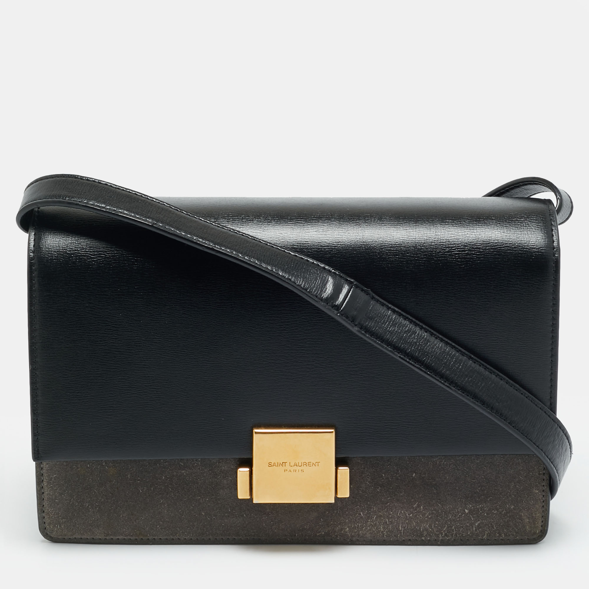 

Saint Laurent Bellechasse Black/Grey Leather and Suede Shoulder Bag