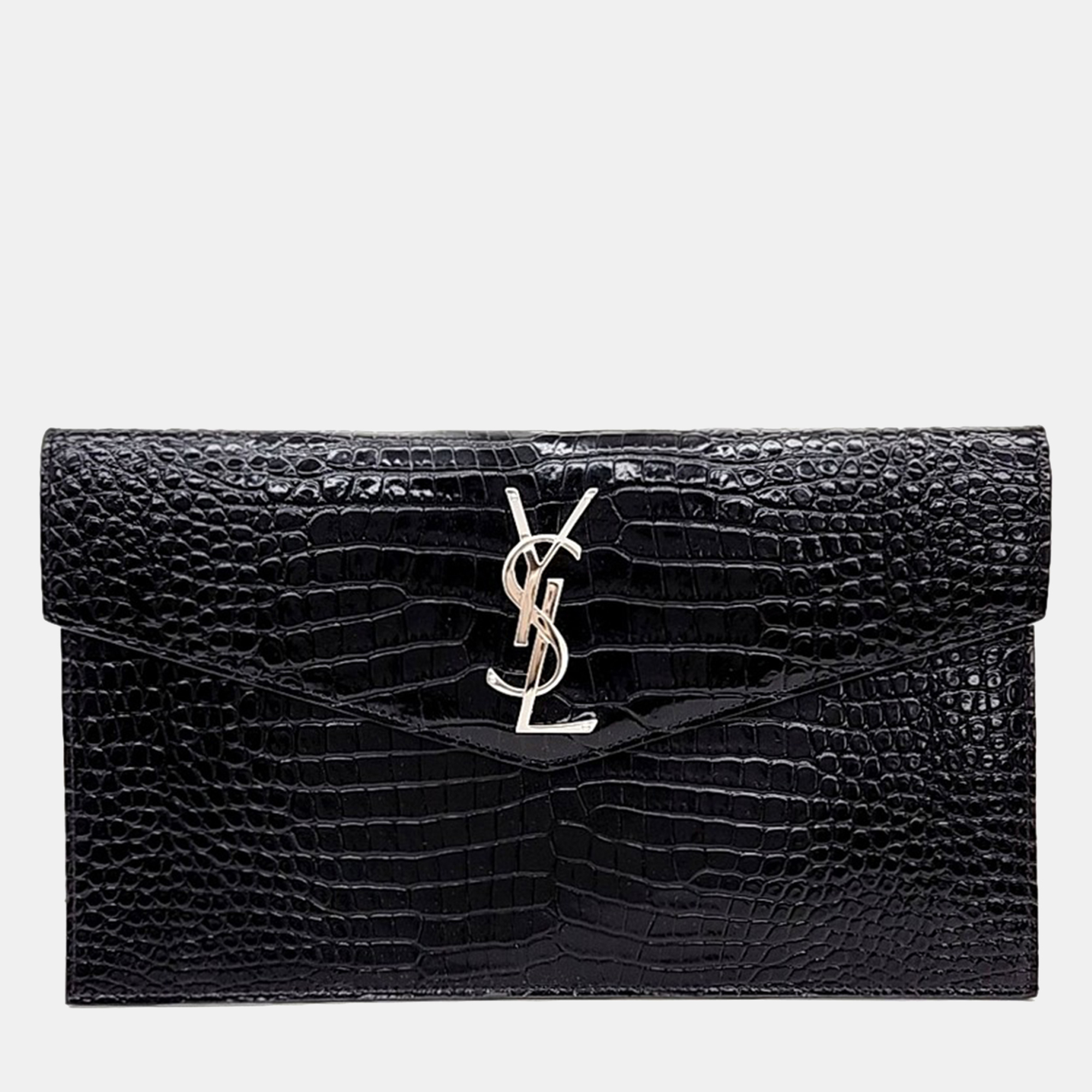 

Saint Laurent Paris Black Leather Uptown Clutch