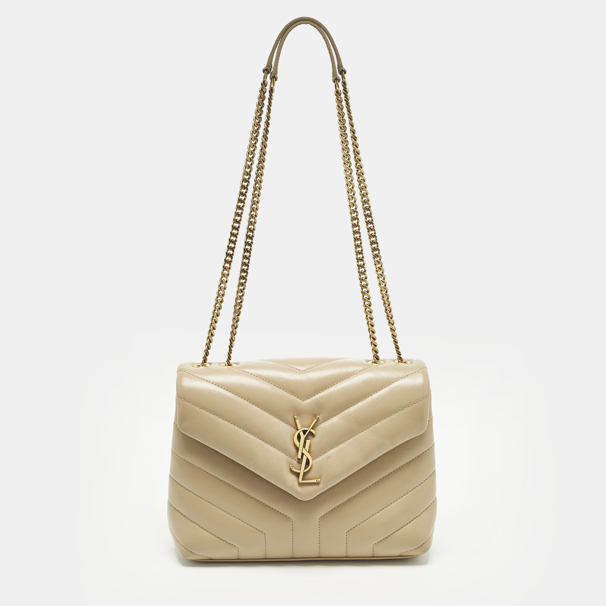 

Saint Laurent Loulou  Beige Matelassé Leather Shoulder Bag