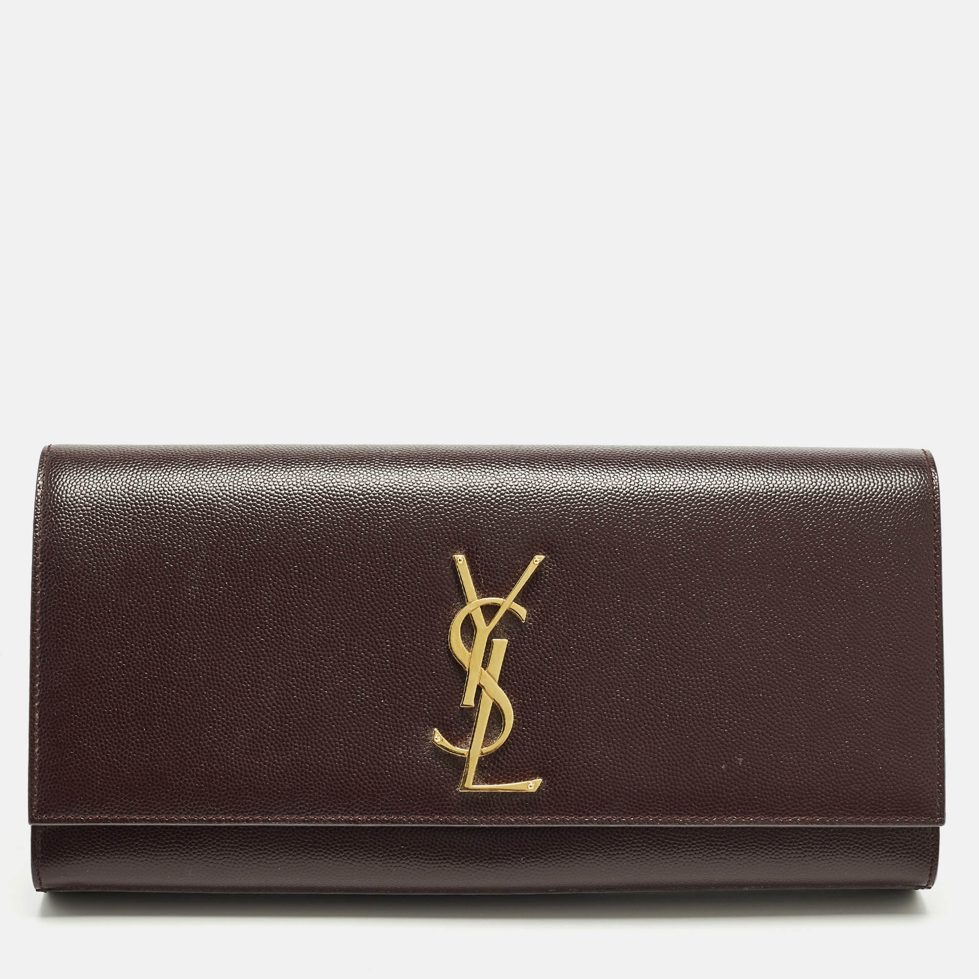 

Saint Laurent Cassandre Burgundy Leather Clutch