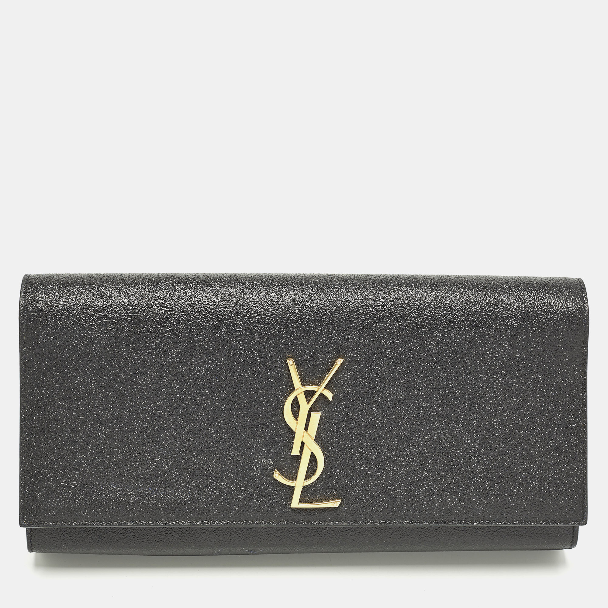 

Saint Laurent Monogram Dark Grey Shimmer Leather Clutch