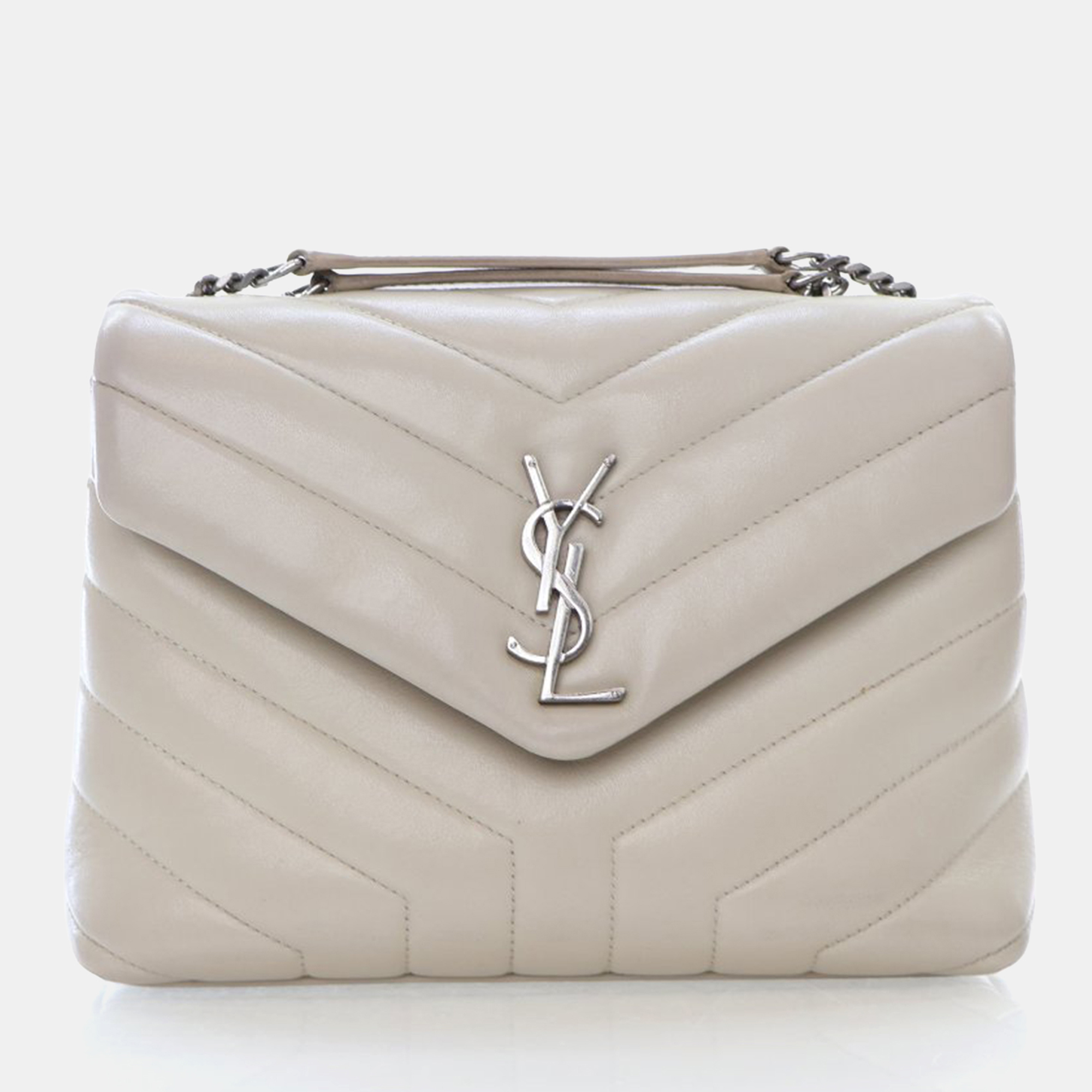 

Saint Laurent Small Calfskin Loulou, Grey