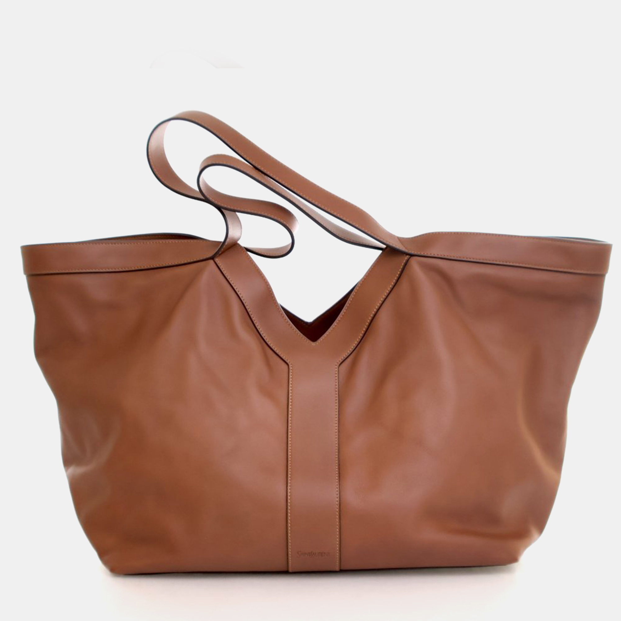 

Saint Laurent Calfskin Y Tote, Brown