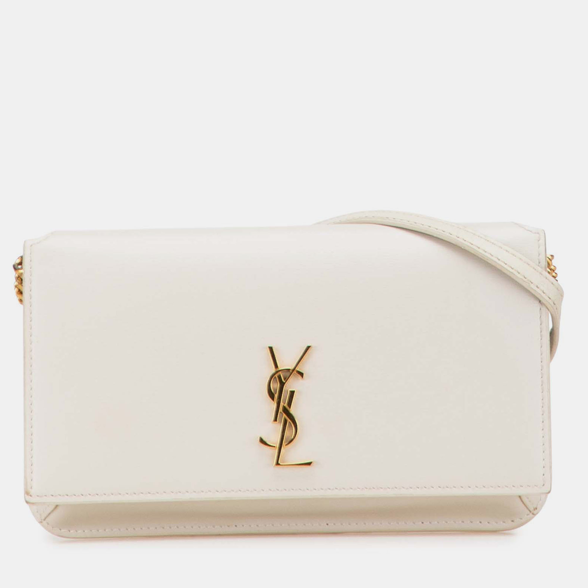 

Saint Laurent Paris White Smooth Leather Cassandre Phone Holder