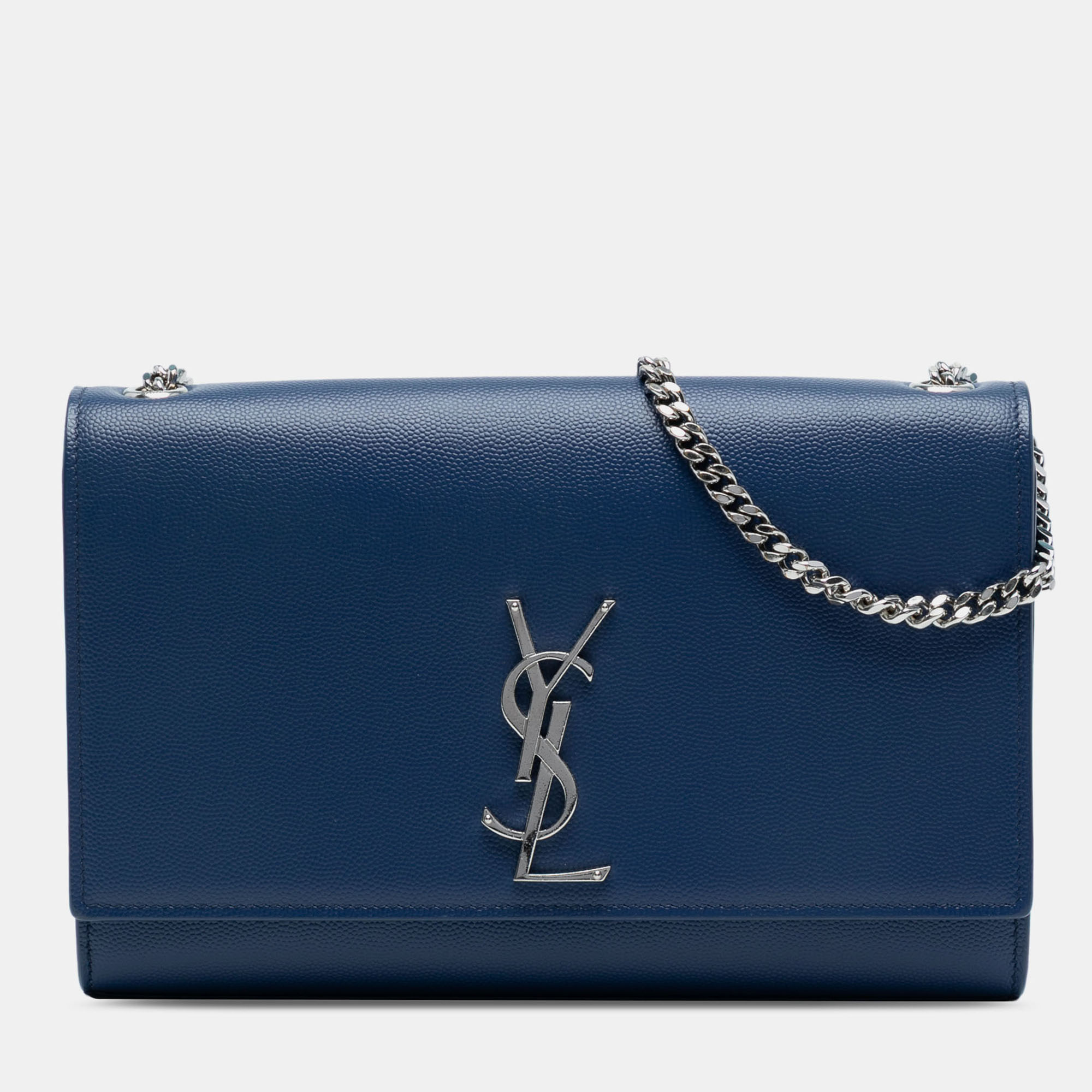 

Saint Laurent Paris Blue Medium Grain De Poudre Monogram Kate Crossbody