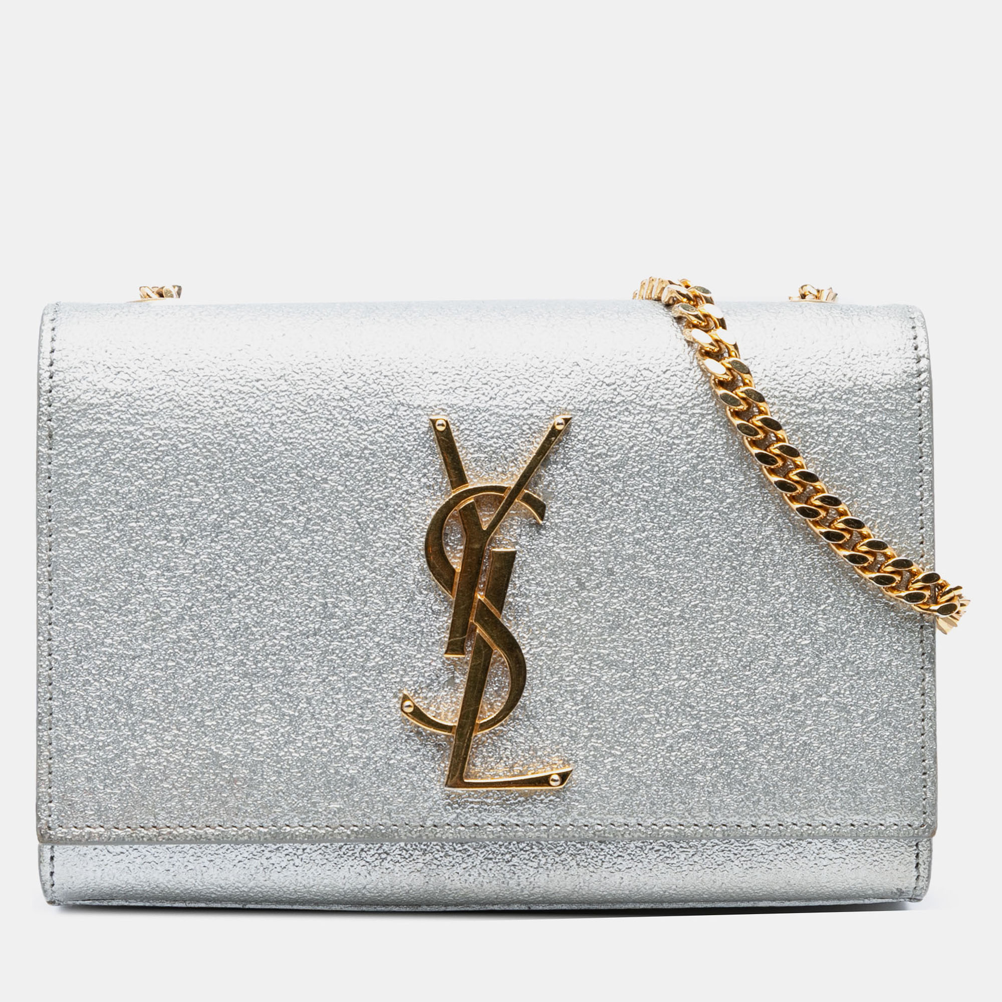 

Saint Laurent Paris Silver Small Calfskin Classic Monogram Kate Crossbody