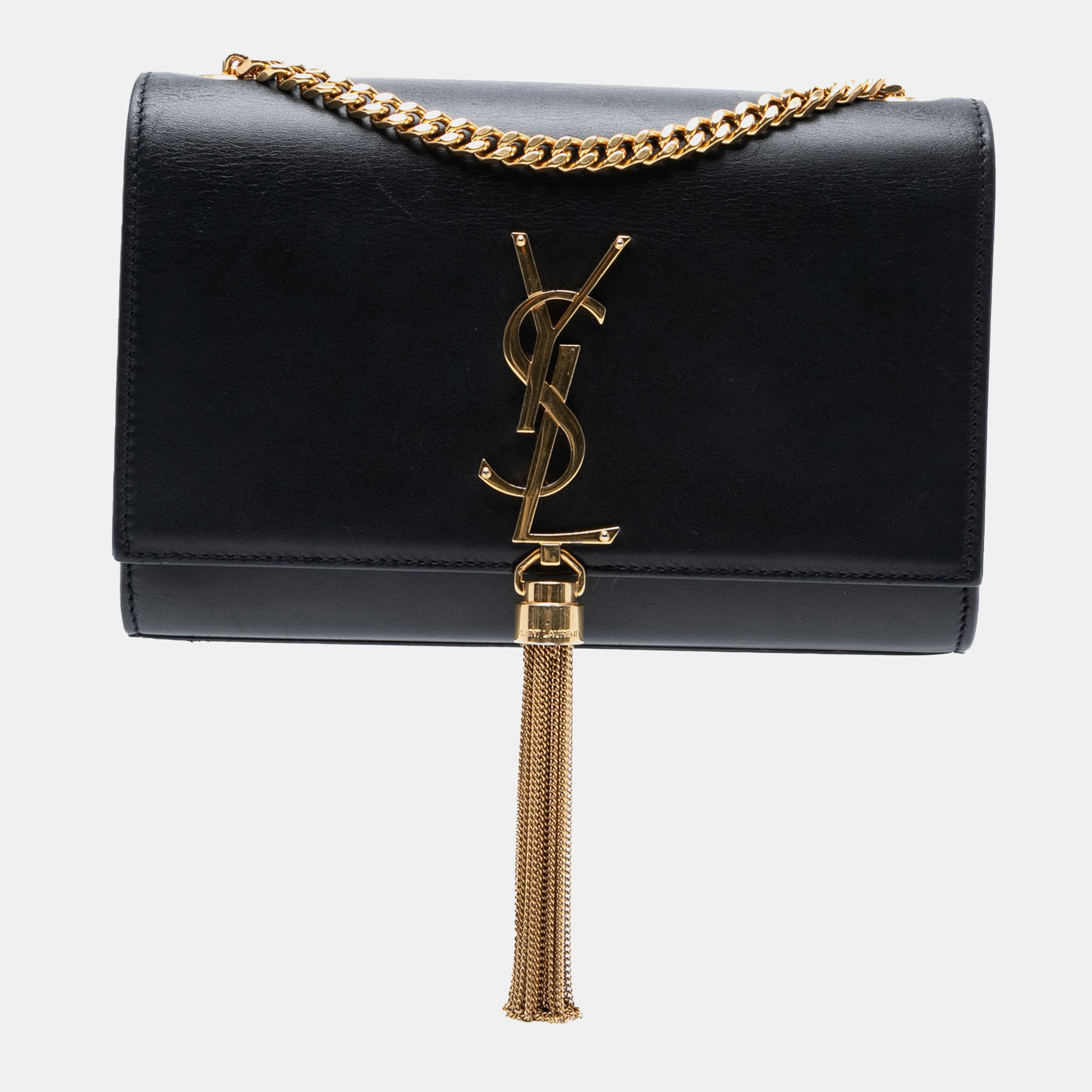 

Saint Laurent Paris Black Small Leather Monogram Kate Tassel Crossbody