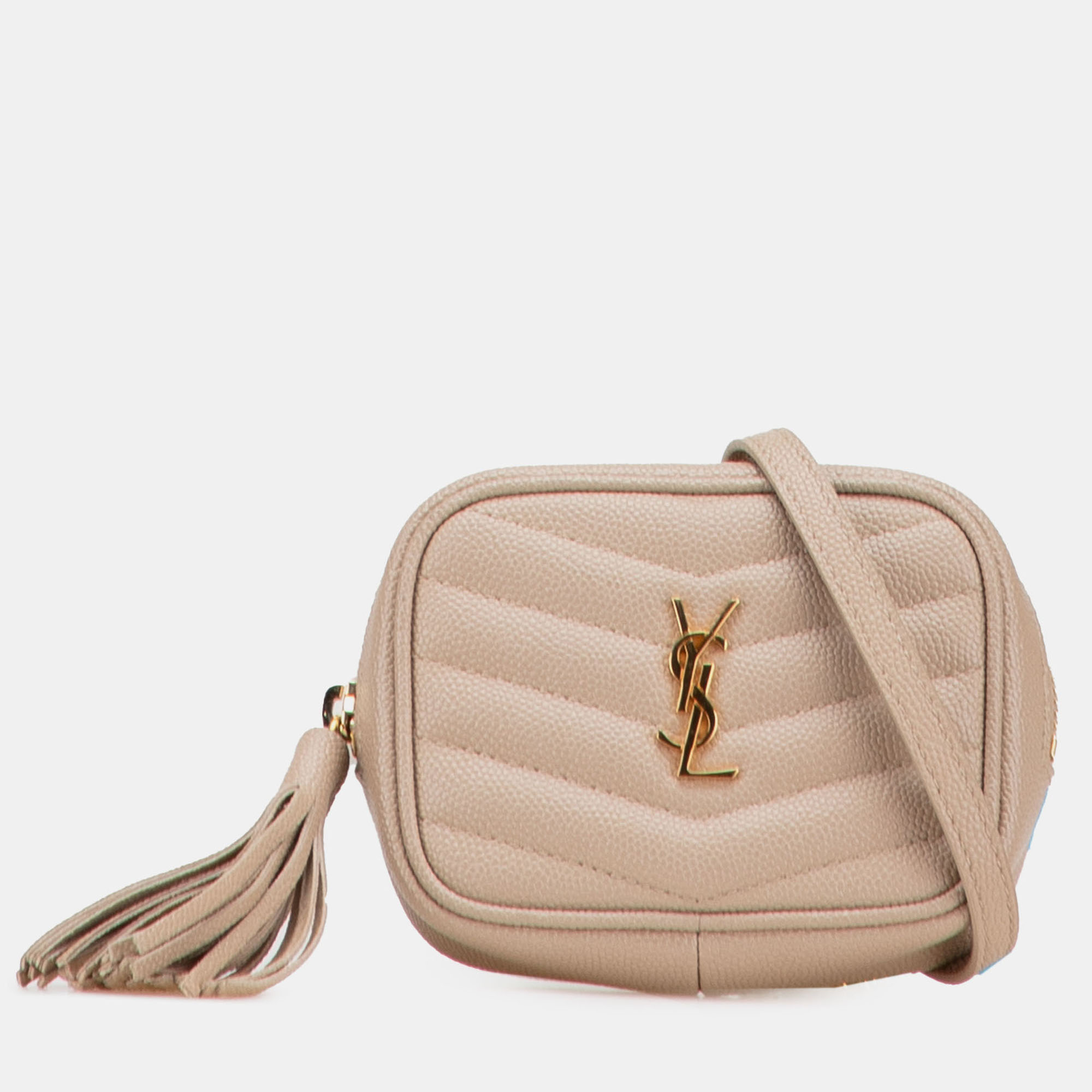 

Saint Laurent Paris Brown Baby Matelasse Grain De Poudre Monogram Lou Camera Bag