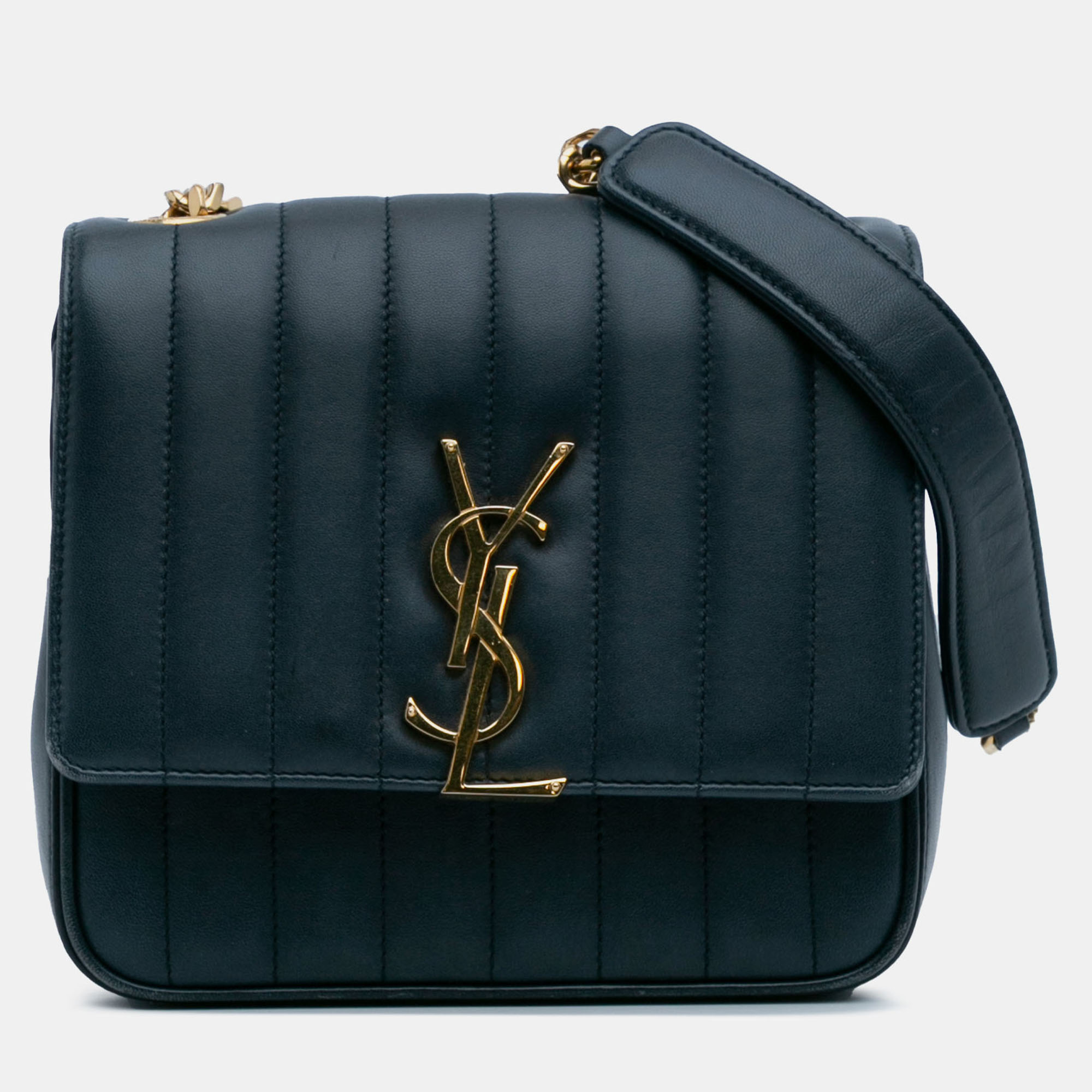 

Saint Laurent Paris Blue Medium Lambskin Monogram Vicky Chain Bag