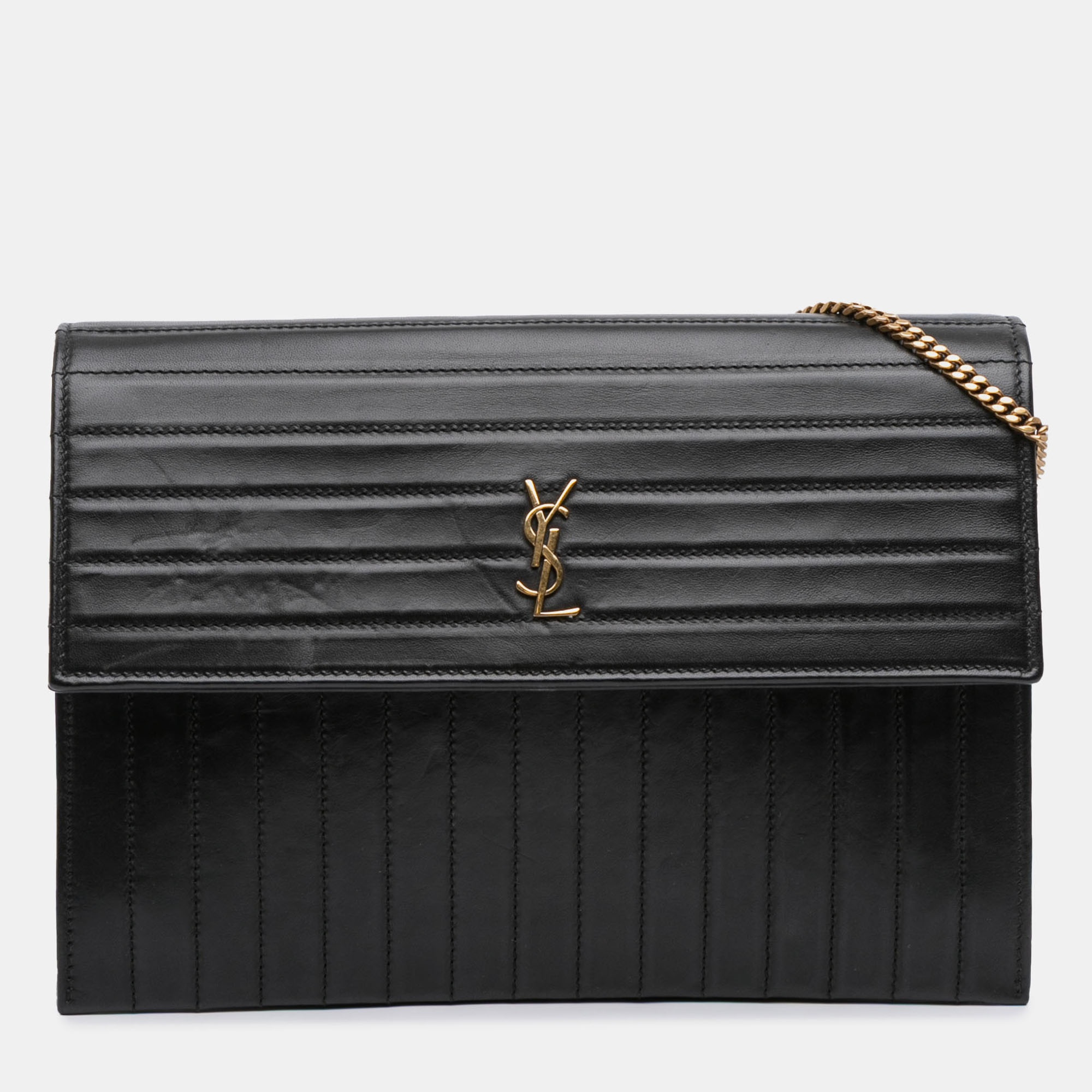 

Saint Laurent Paris Black Quilted Calfskin Victoire Chain Crossbody