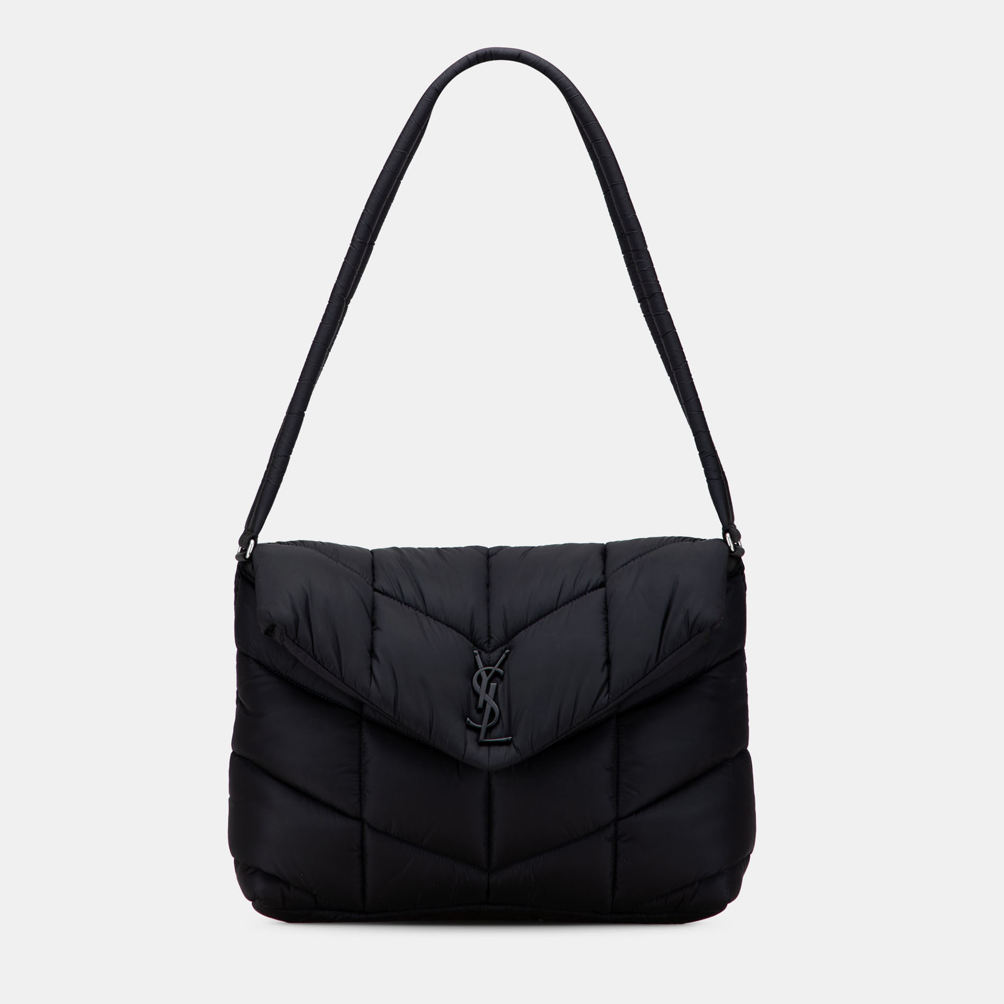 

Saint Laurent Paris Black Quilted Econyl Nylon Lou Puffer Messenger Bag