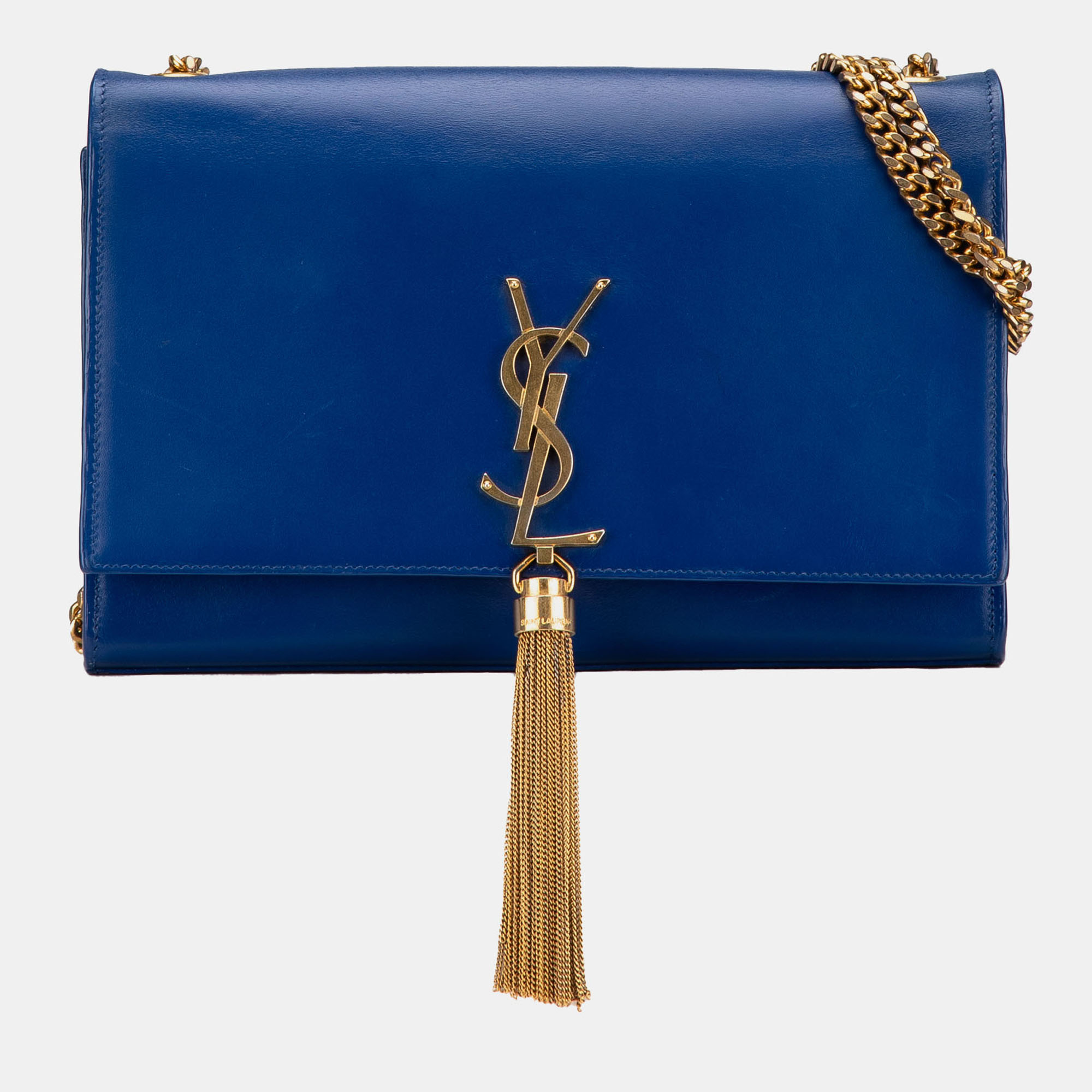 

Saint Laurent Paris Blue Medium Smooth Calfskin Monogram Kate Tassel Crossbody