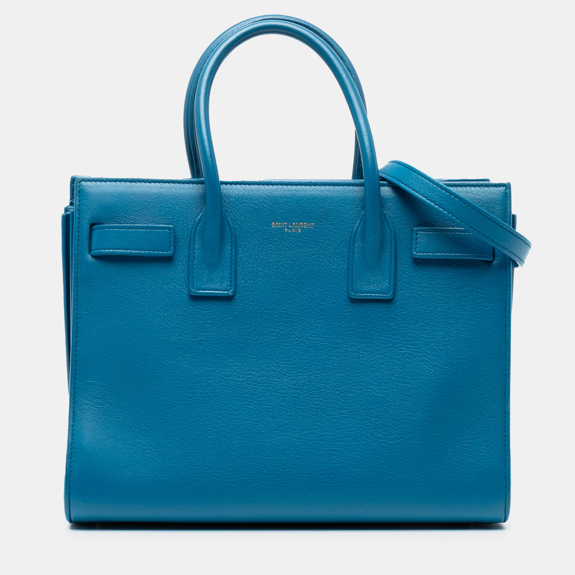 

Saint Laurent Paris Blue Baby Leather Sac De Jour Satchel