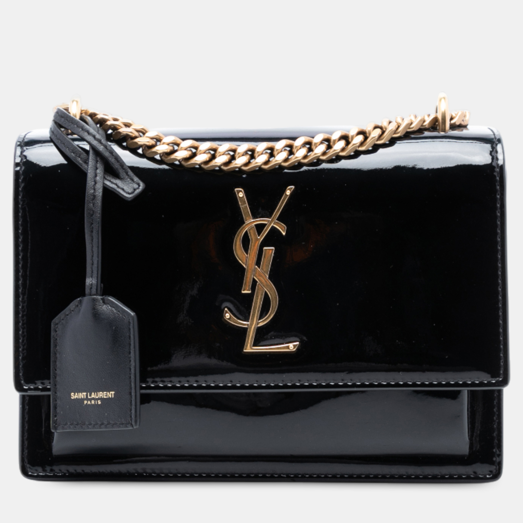 

Saint Laurent Paris Black Small Patent Monogram Sunset Crossbody
