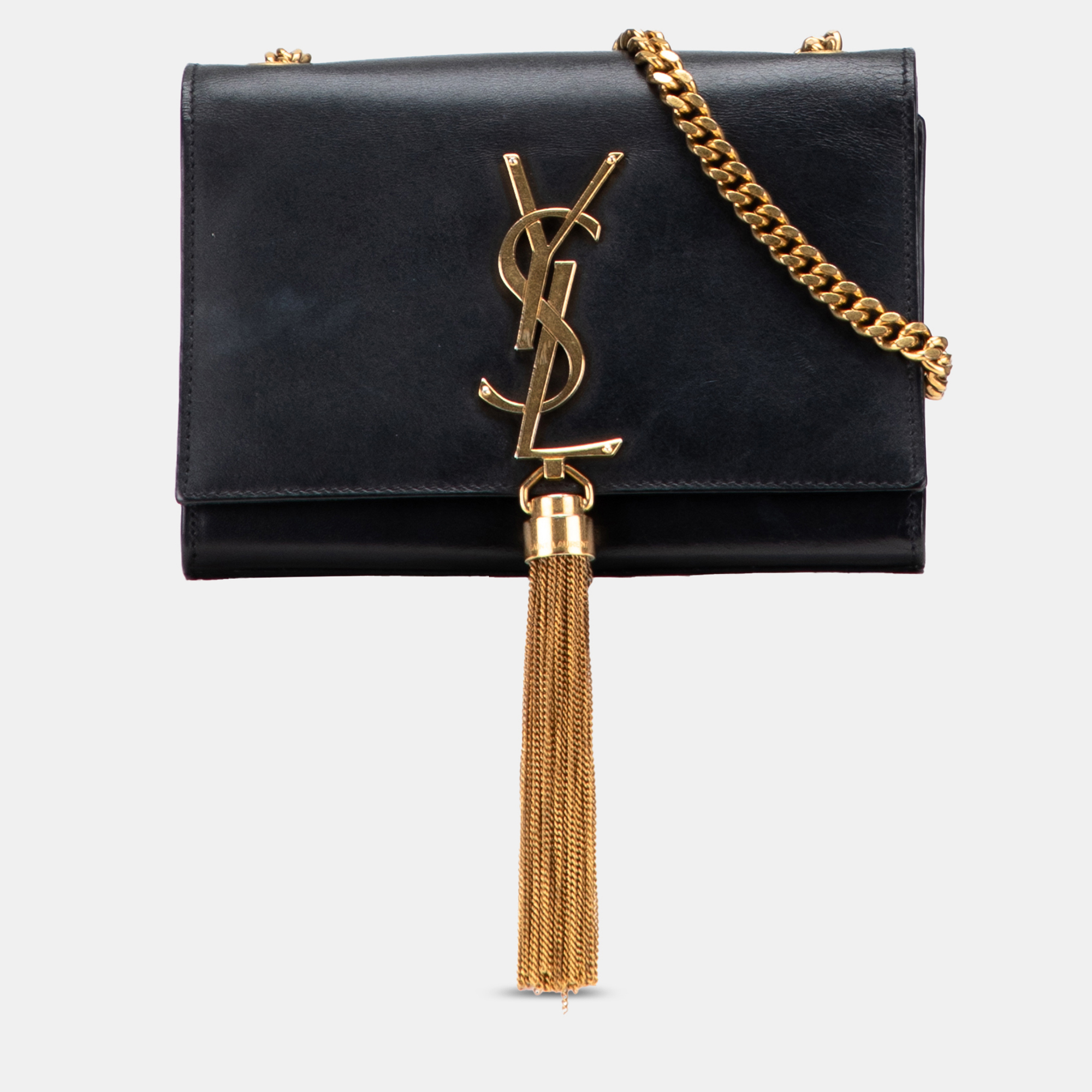 

Saint Laurent Paris Black Small Leather Monogram Kate Tassel Crossbody