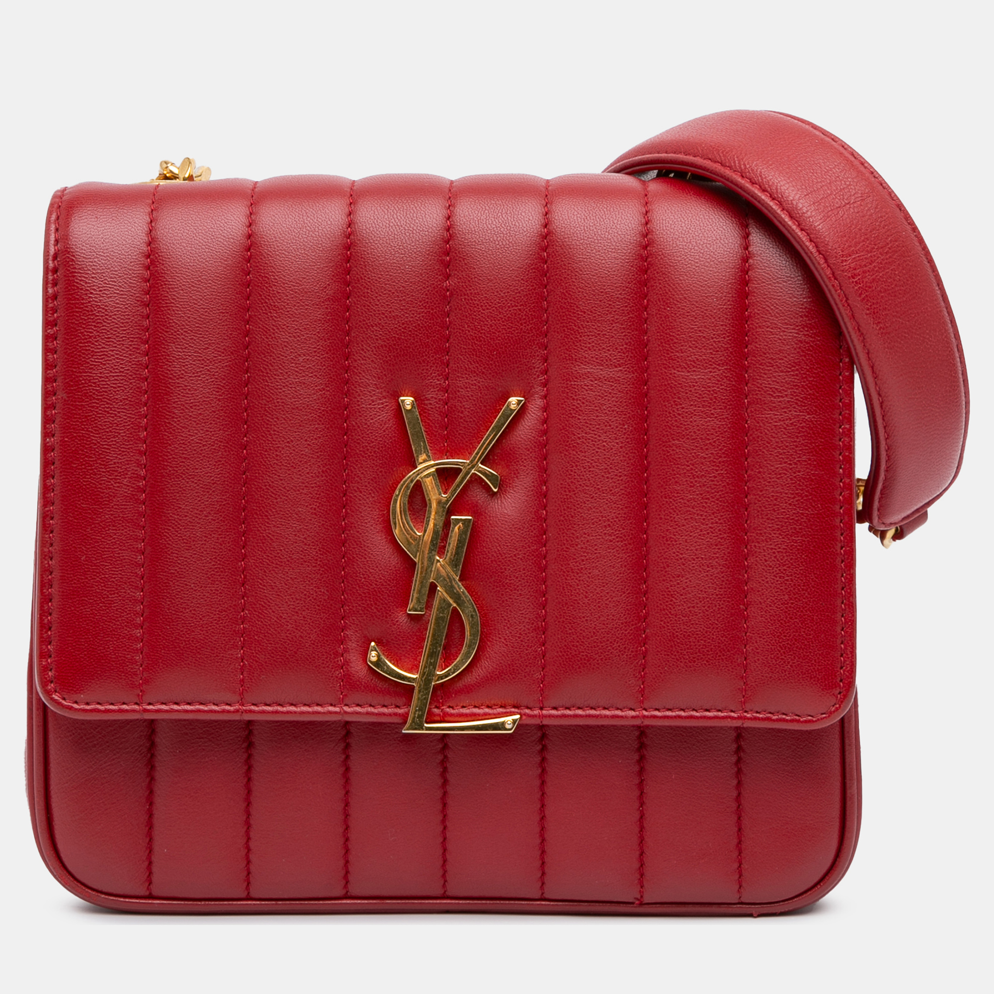 

Saint Laurent Paris Red Medium Lambskin Monogram Vicky Chain Bag