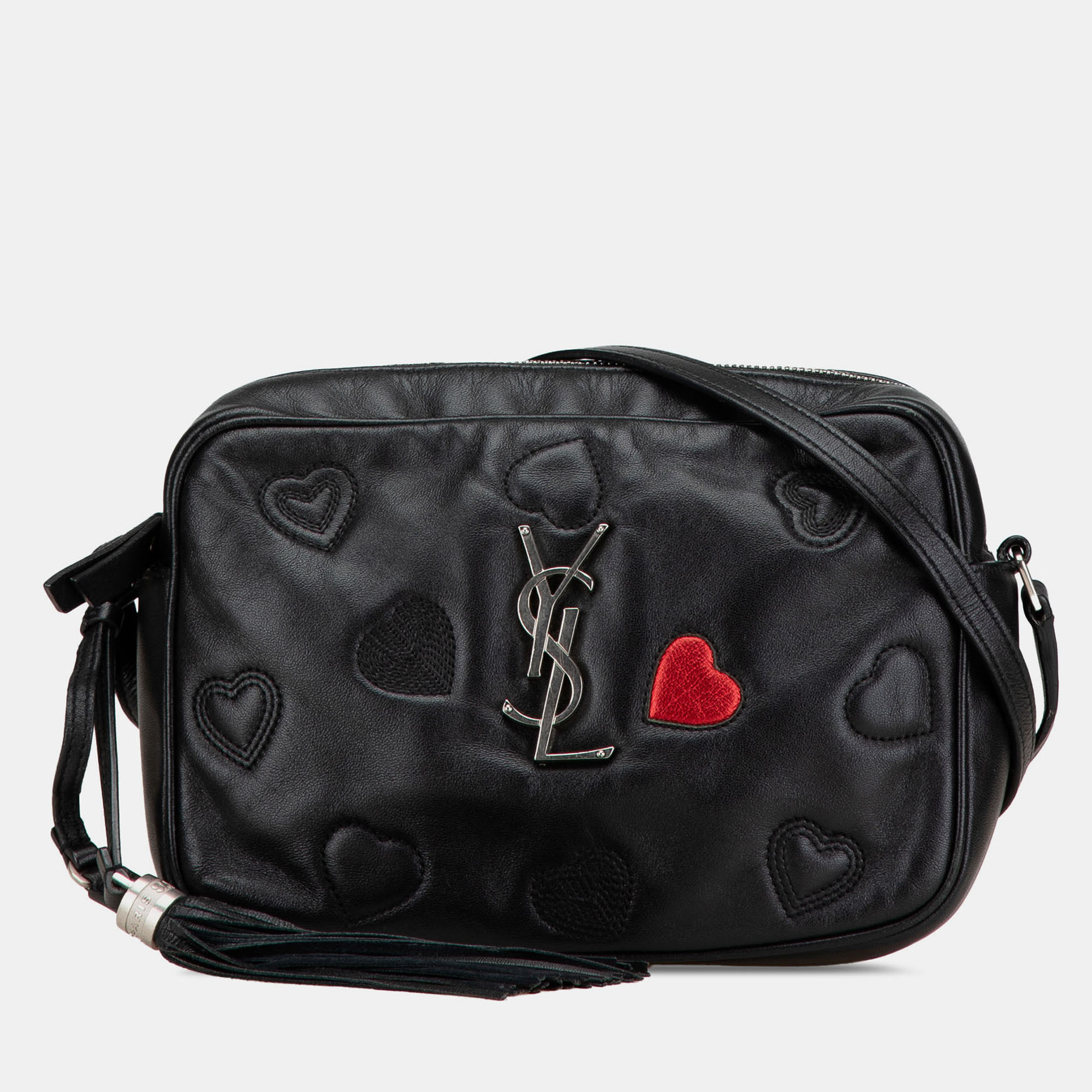 

Saint Laurent Paris Black Leather Heart Lou Camera Bag