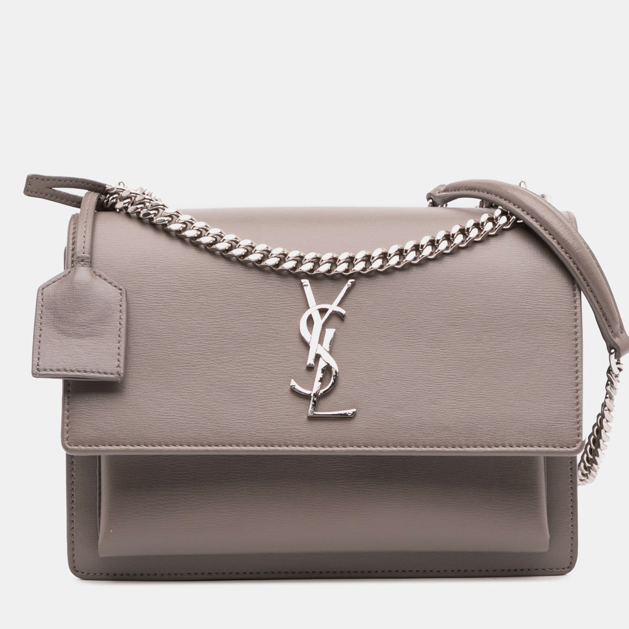 

Saint Laurent Paris Medium Leather Monogram Sunset Crossbody, Grey