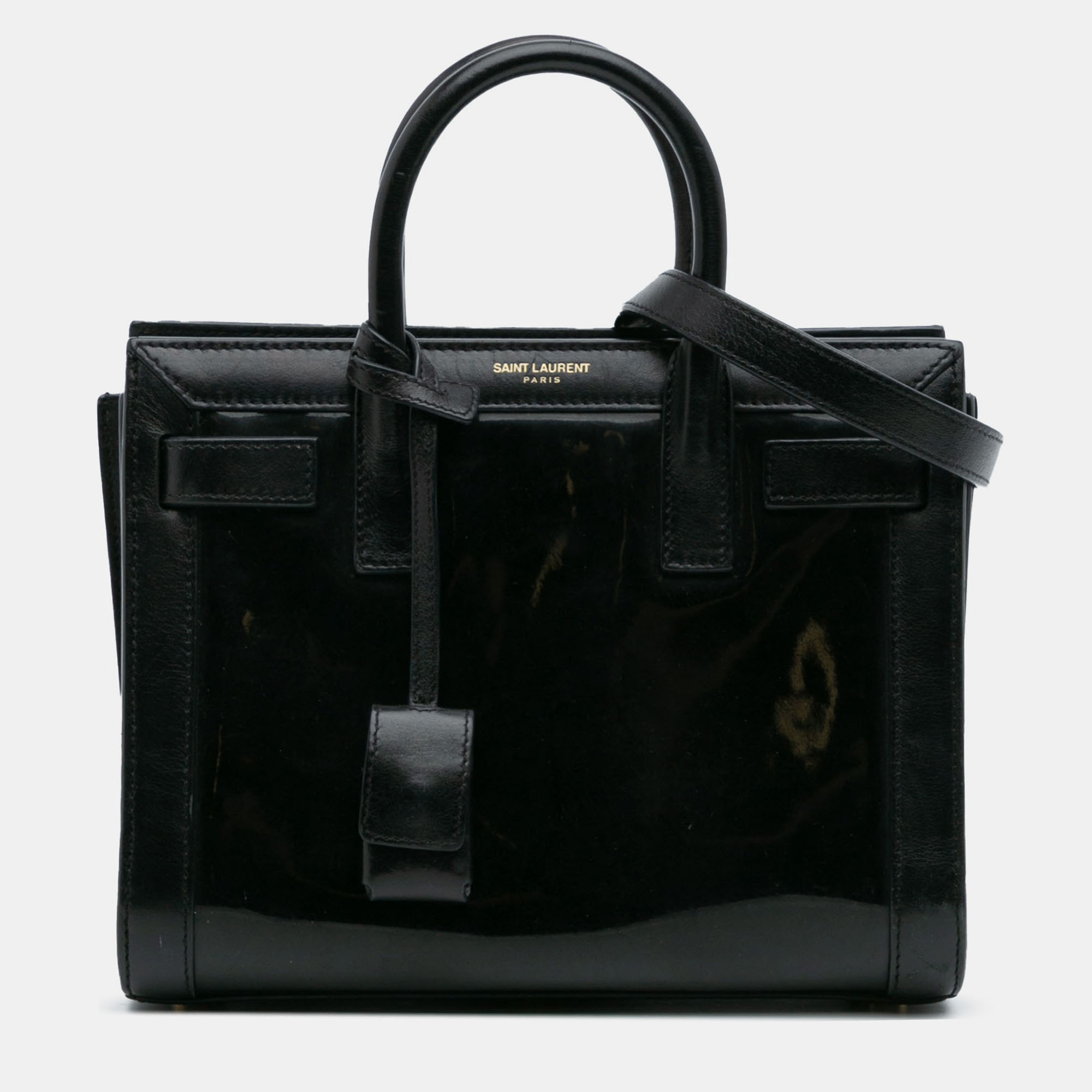 

Saint Laurent Paris Black Nano Patent Sac de Jour Satchel