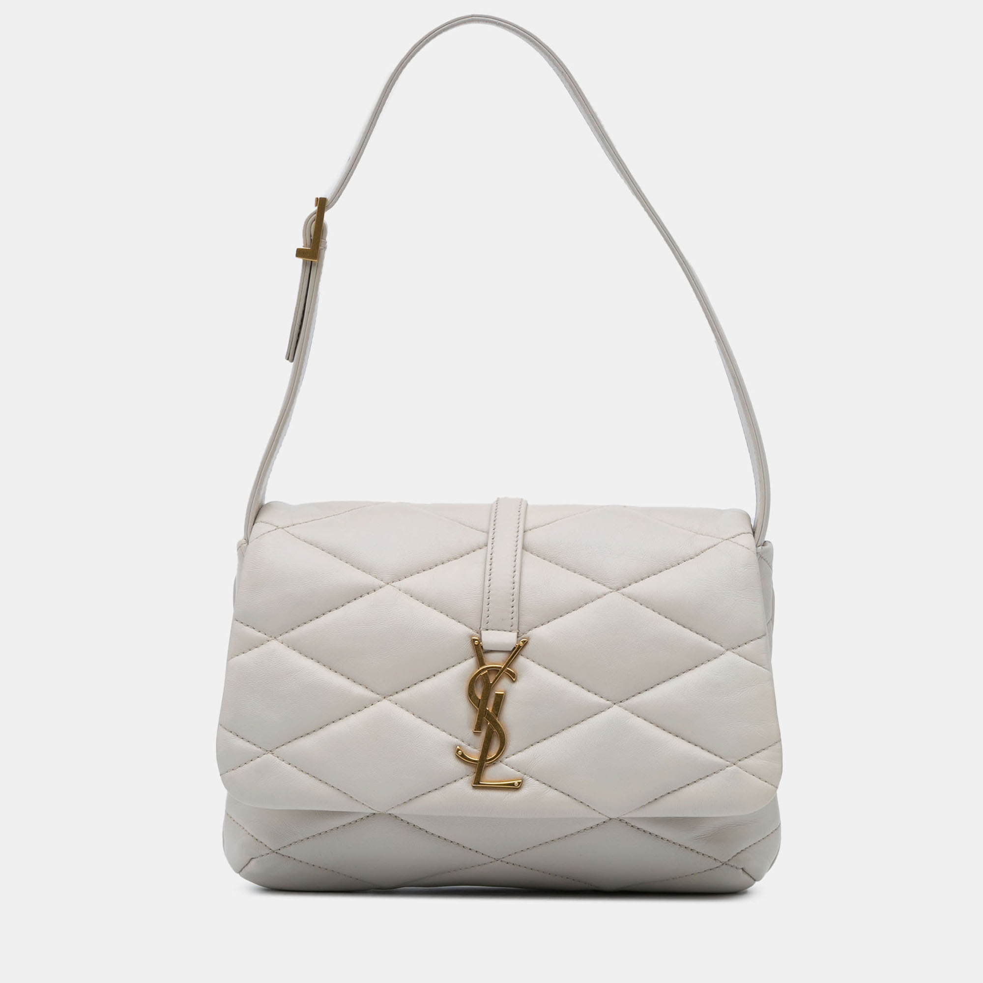 

Saint Laurent Paris White Quilted Lambskin Le 57 Shoulder Bag