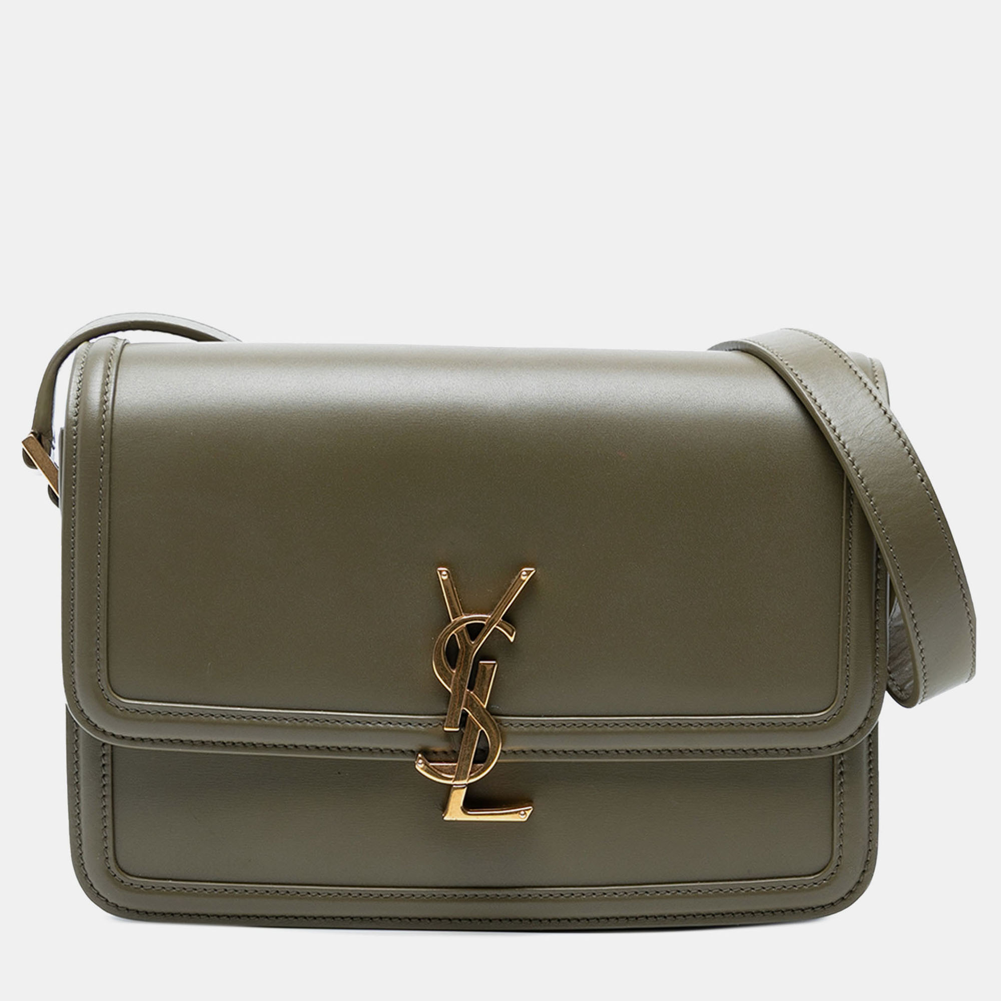 

Saint Laurent Paris Green Medium Leather Solferino Satchel In Box