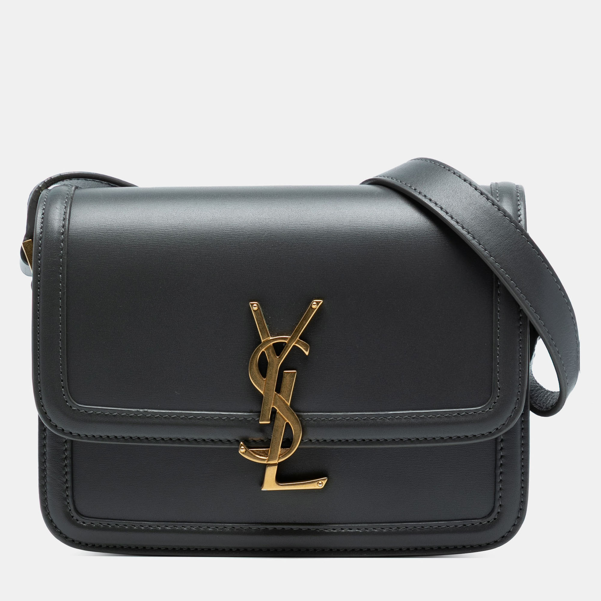 

Saint Laurent Paris Grey Small Calfskin Solferino Satchel In Box