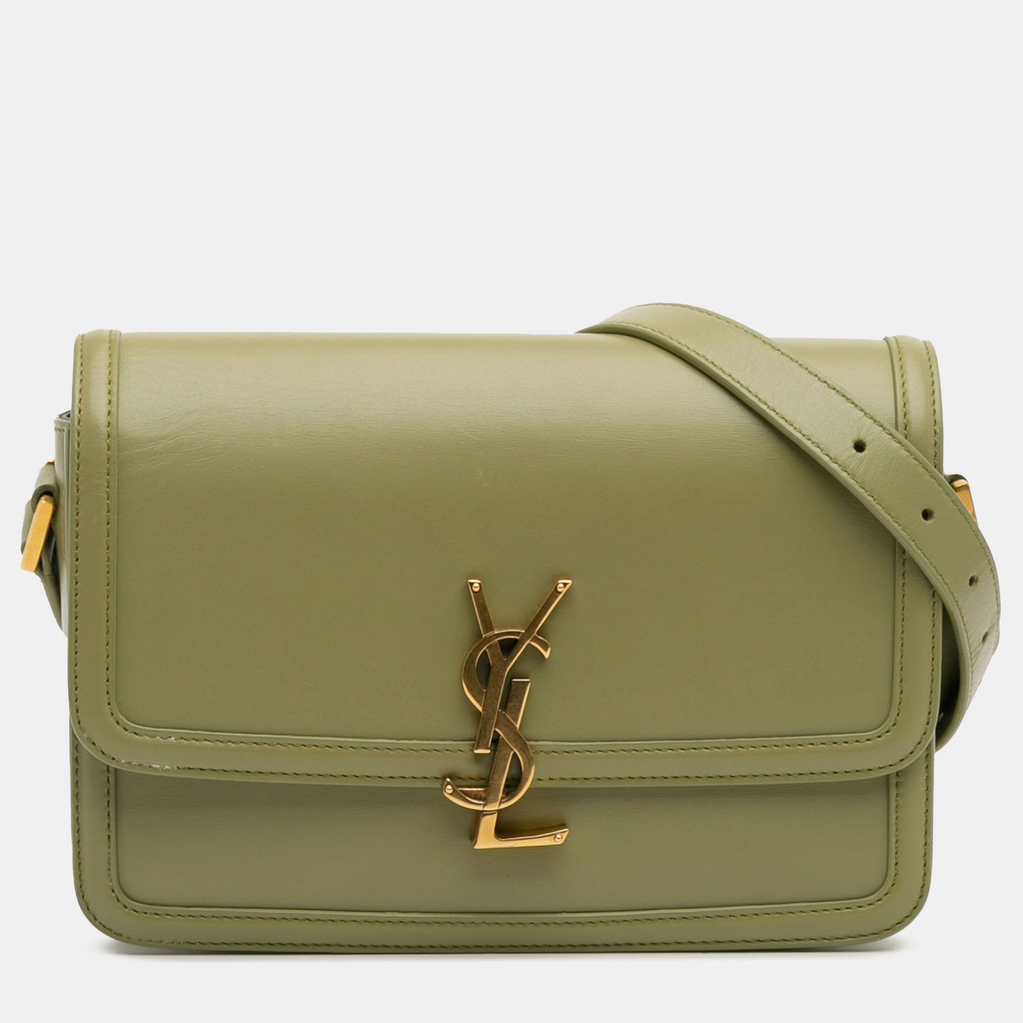

Saint Laurent Paris Green Medium Leather Solferino Satchel In Box