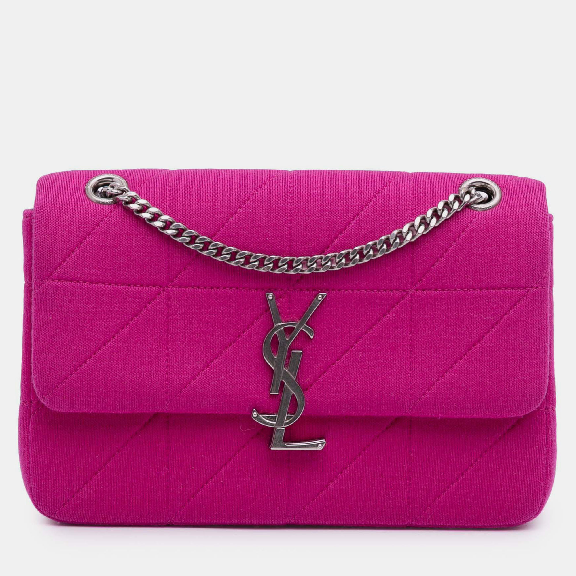 

Saint Laurent Paris Pink Medium Jersey Wool Patchwork Jamie Crossbody