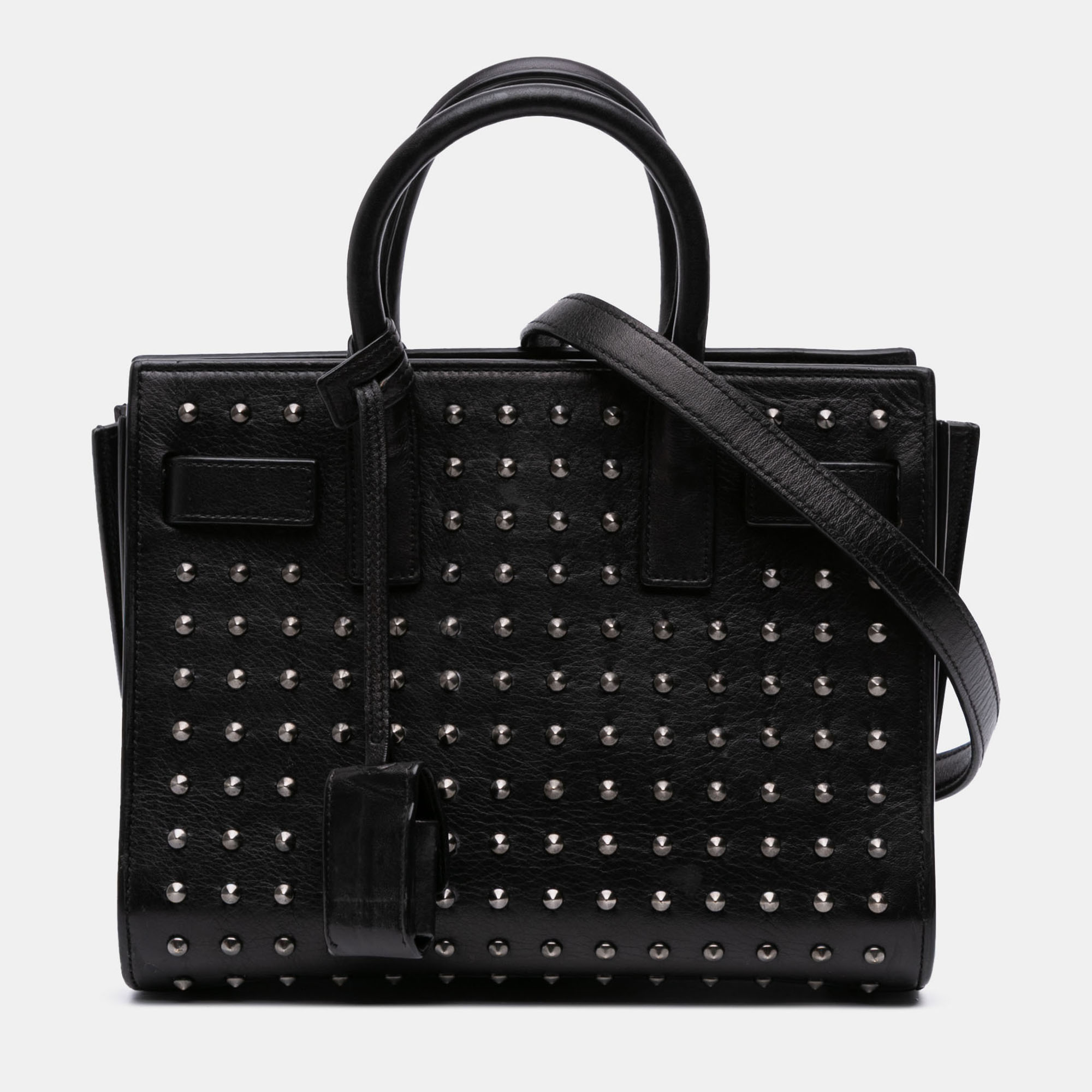 

Saint Laurent Paris Black Nano Studded Leather Sac de Jour Satchel
