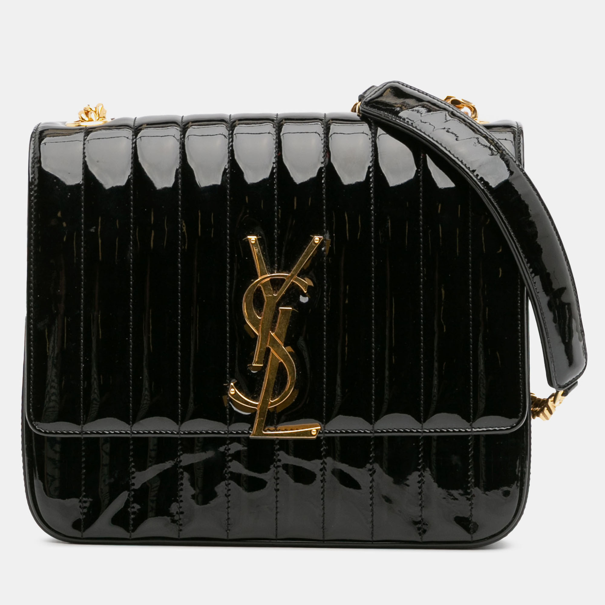 

Saint Laurent Paris Black Large Patent Vicky Crossbody