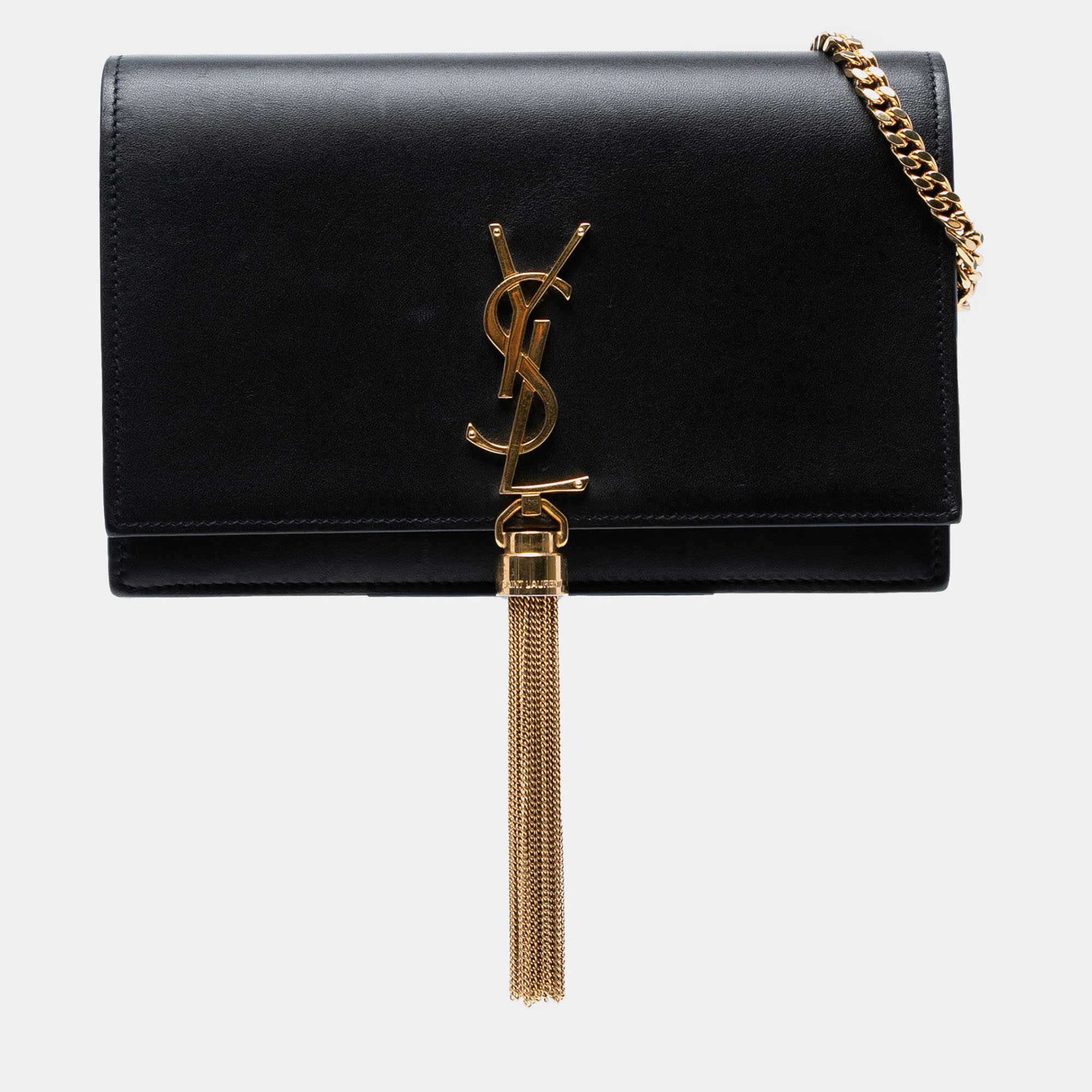 

Saint Laurent Paris Black Smooth Calfskin Monogram Kate Tassel Chain Wallet