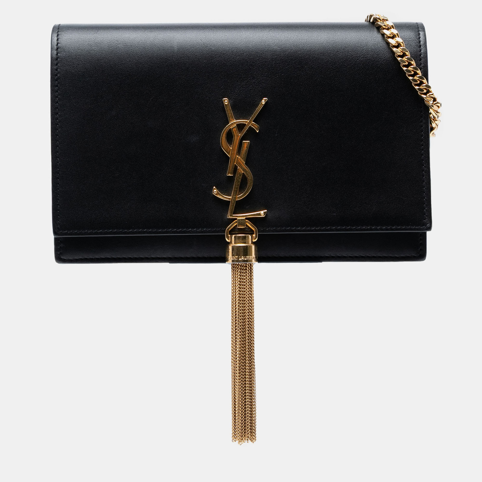 

Saint Laurent Paris Black Smooth Calfskin Monogram Kate Tassel Chain Wallet