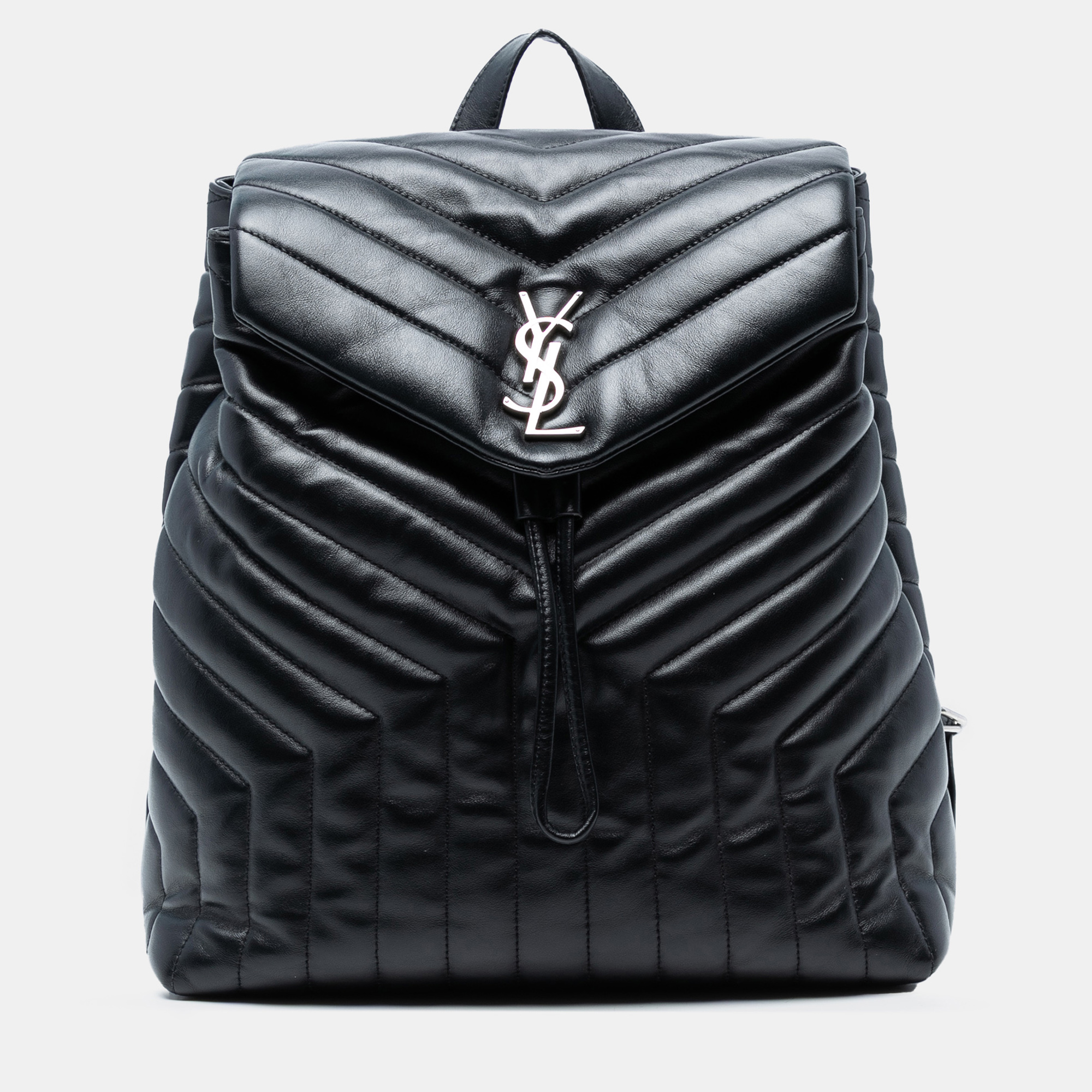 

Saint Laurent Paris Black Medium Matelasse Leather Monogram LouLou Backpack