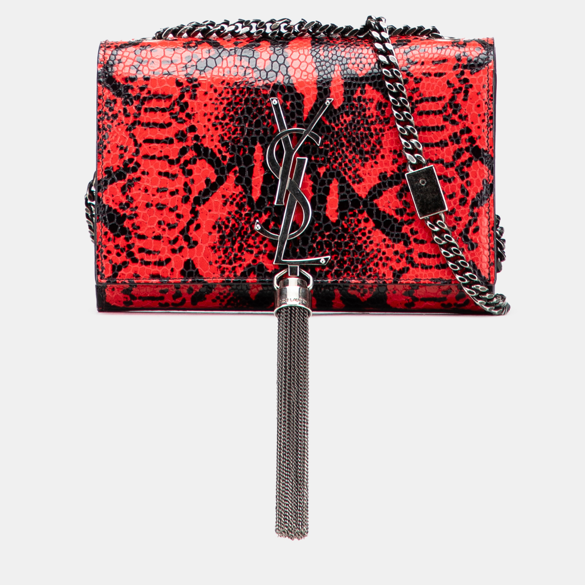 

Saint Laurent Paris Red Small Embossed Calfskin Classic Monogram Kate Crossbody