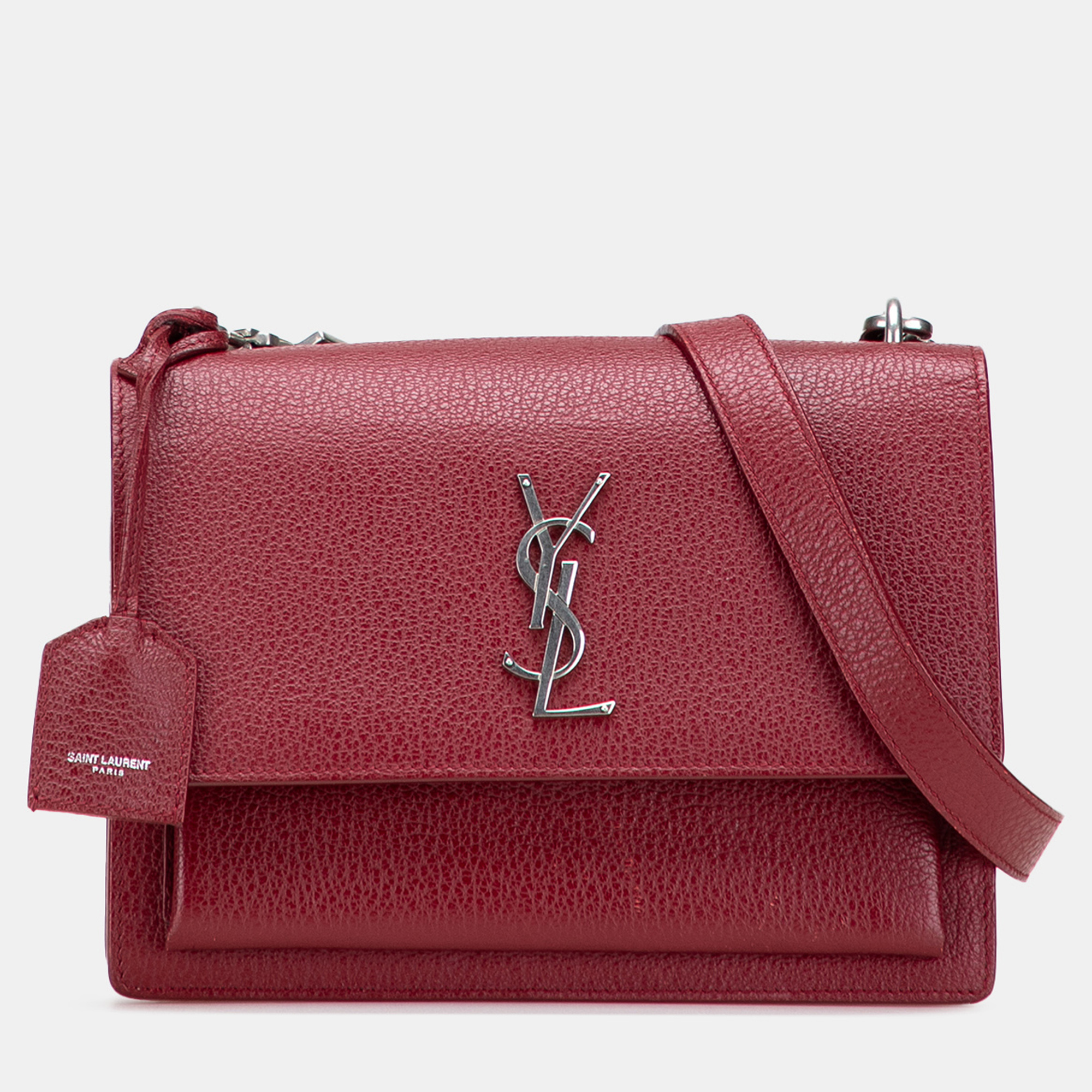 

Saint Laurent Paris Red Medium Grained Calfskin Monogram Sunset Crossbody