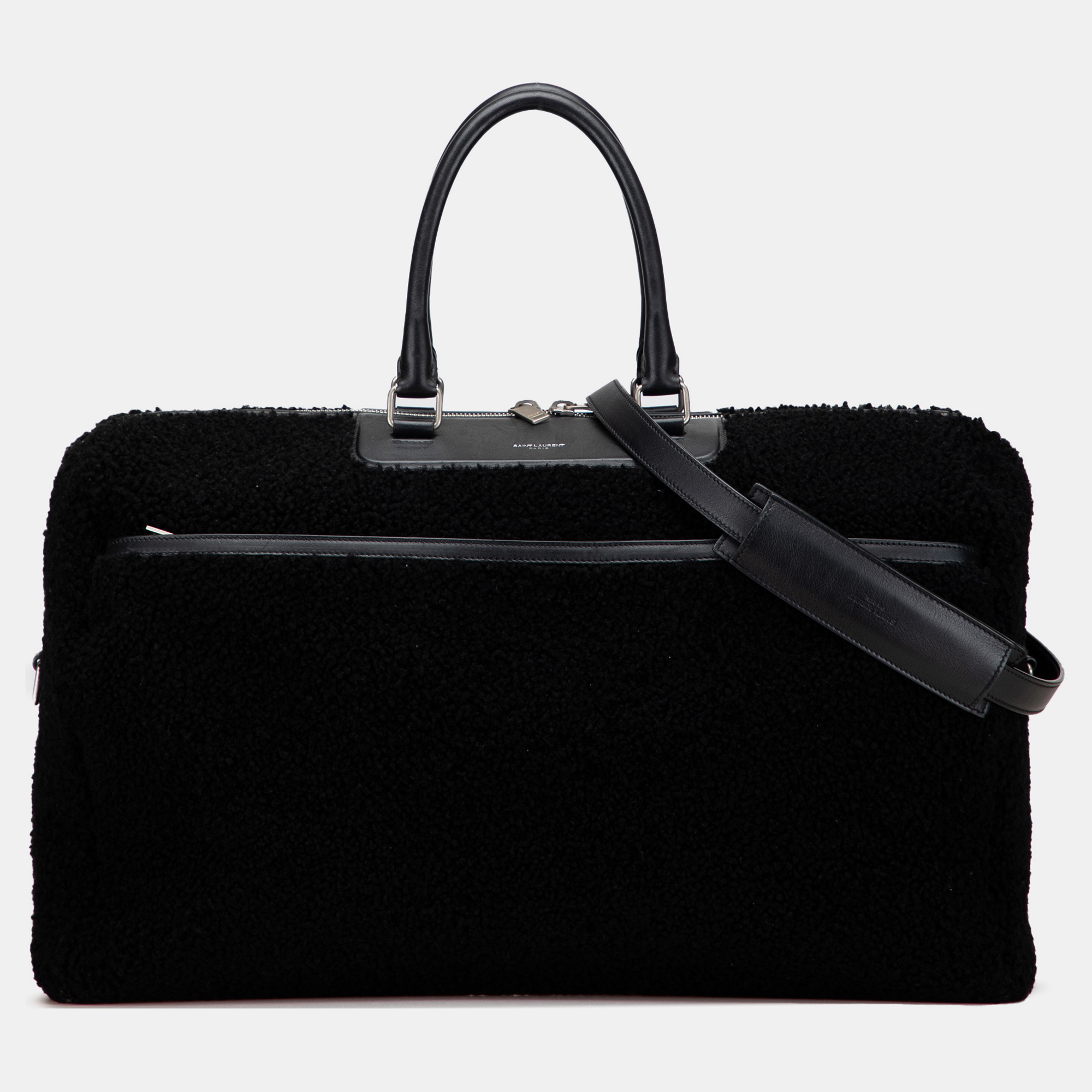 

Saint Laurent Paris Black Shearling Travel Bag