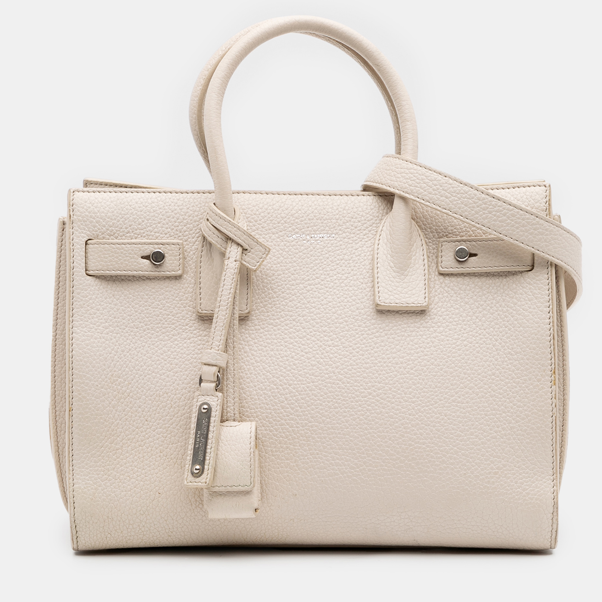 

Saint Laurent Paris White Baby Grained Calfskin Sac de Jour Satchel