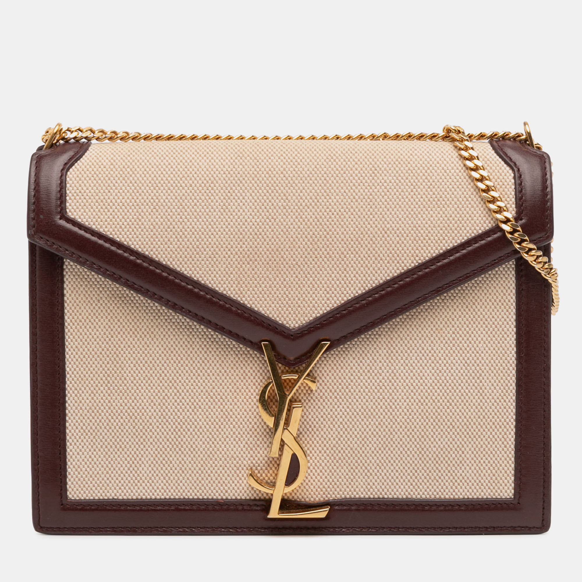 

Saint Laurent Paris Brown Canvas Monogram Cassandra Crossbody