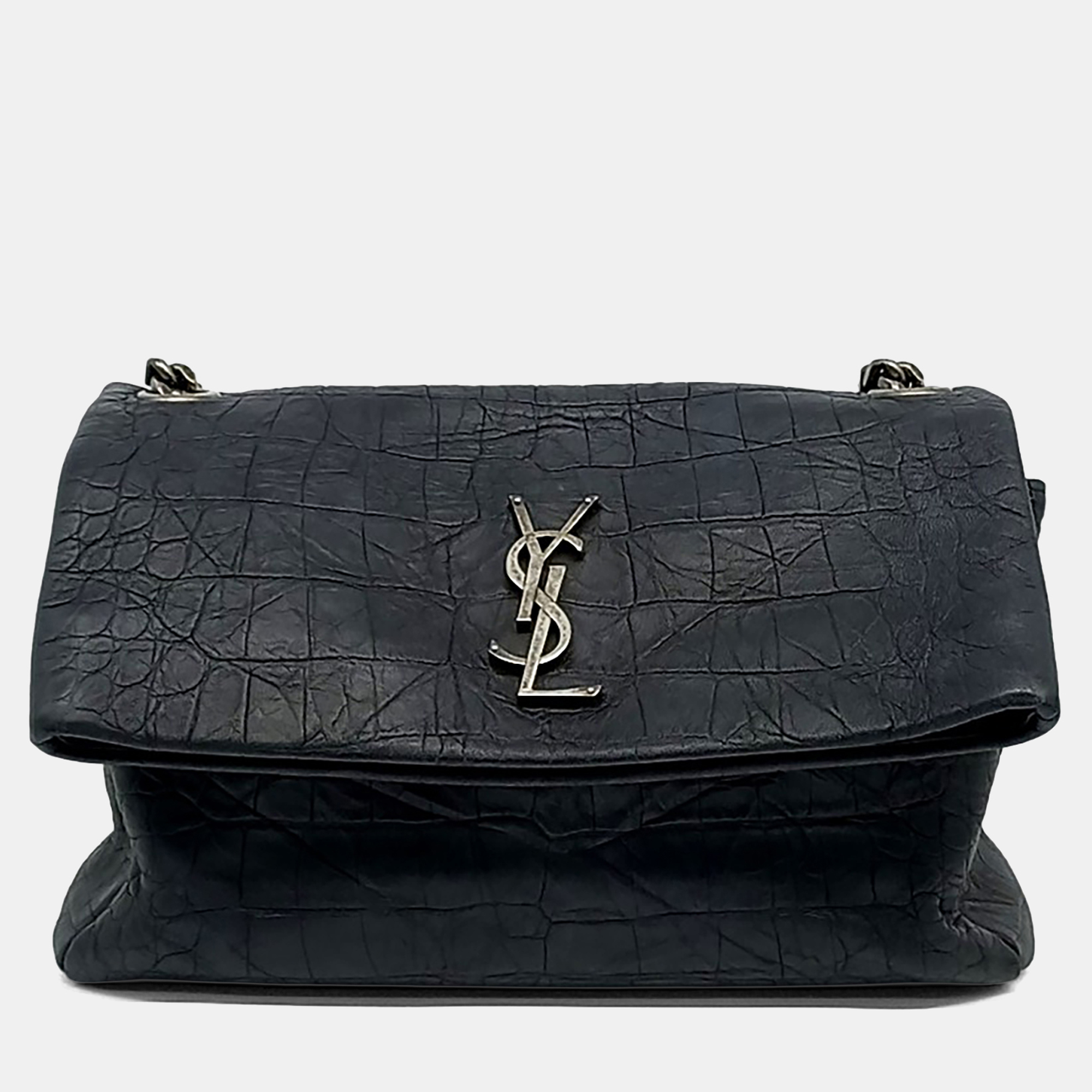 

Saint Laurent Paris Navy Blue Leather West Hollywood Shoulder Bag