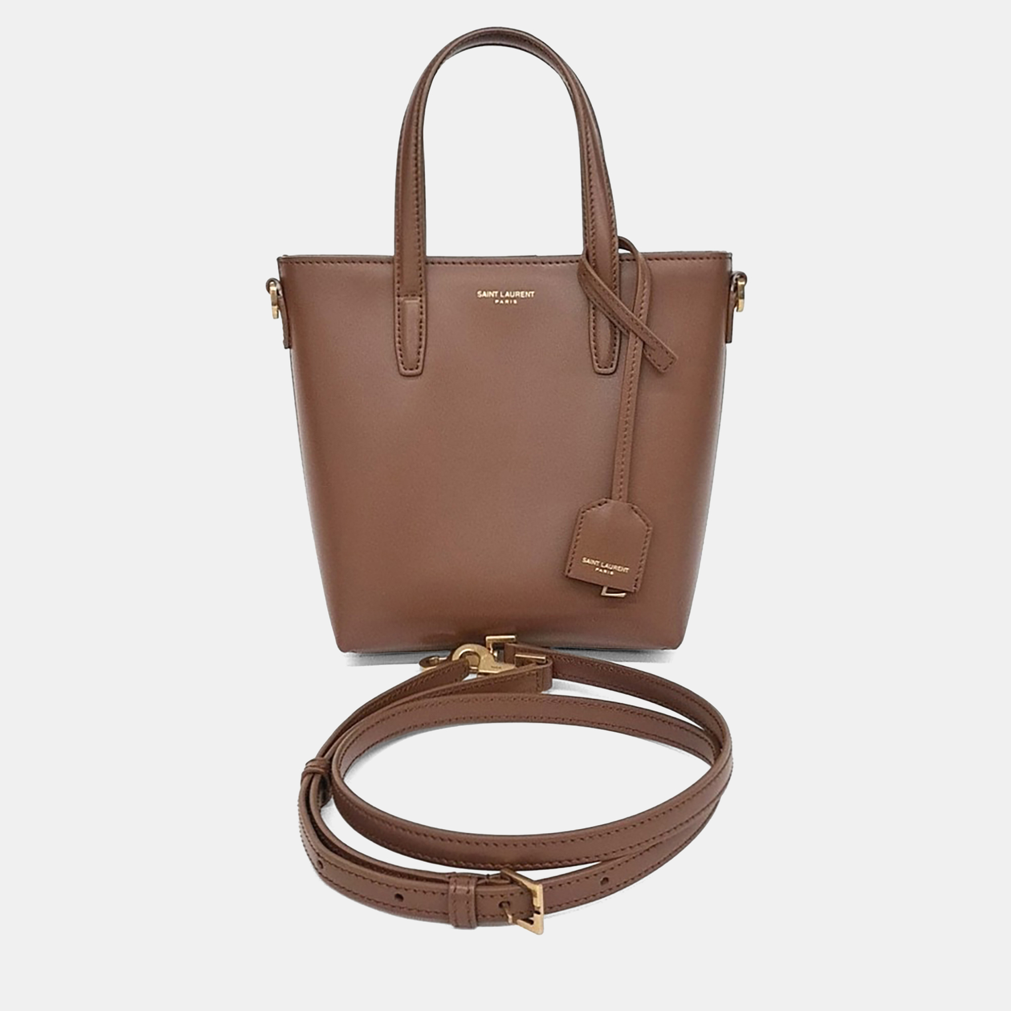 

Saint Laurent Paris Brown Leather Mini Toy Shopper Bag