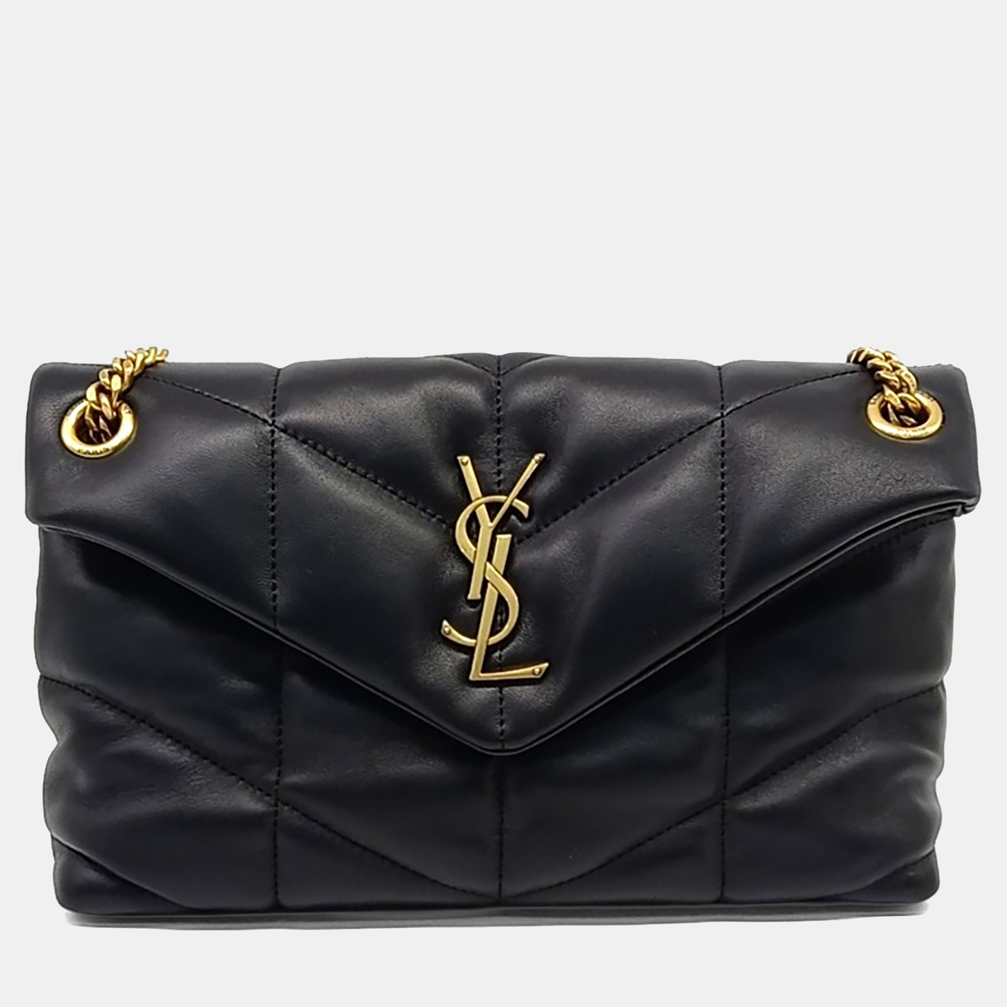 

Saint Laurent Paris Black Leather Lulu Puffer Bag Small