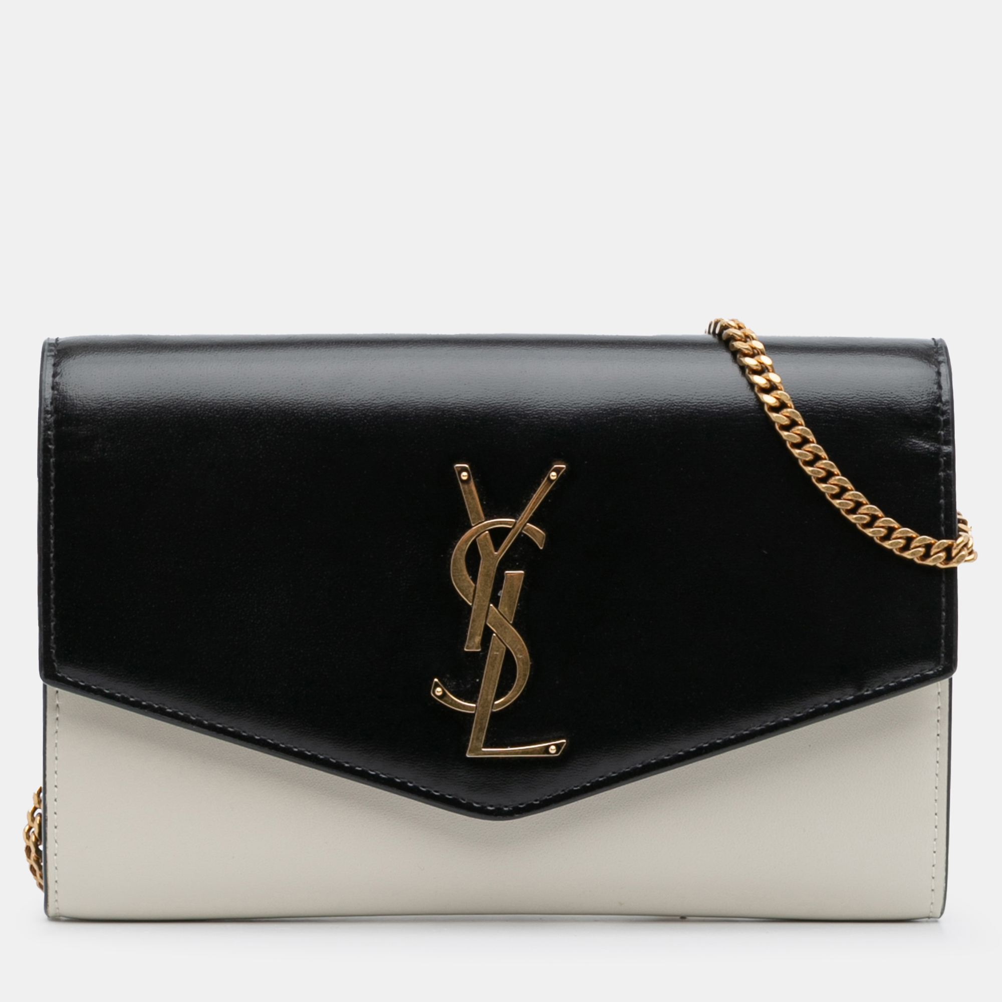 

Saint Laurent Paris Black Bicolor Calfskin Uptown Chain Wallet